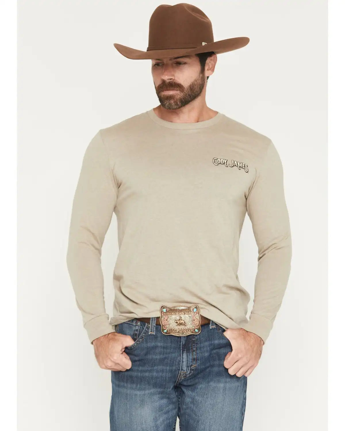 Cody James Men's Cowboy Sunset Long Sleeve Graphic T-Shirt