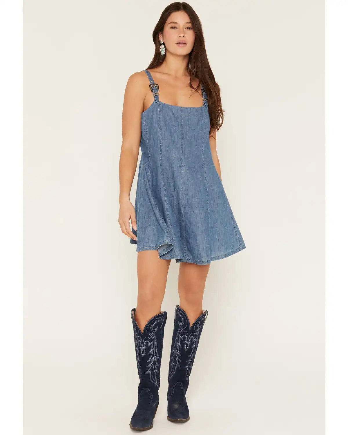 Rock & Roll Denim Women's Sleeveless Buckle Denim Mini Dress