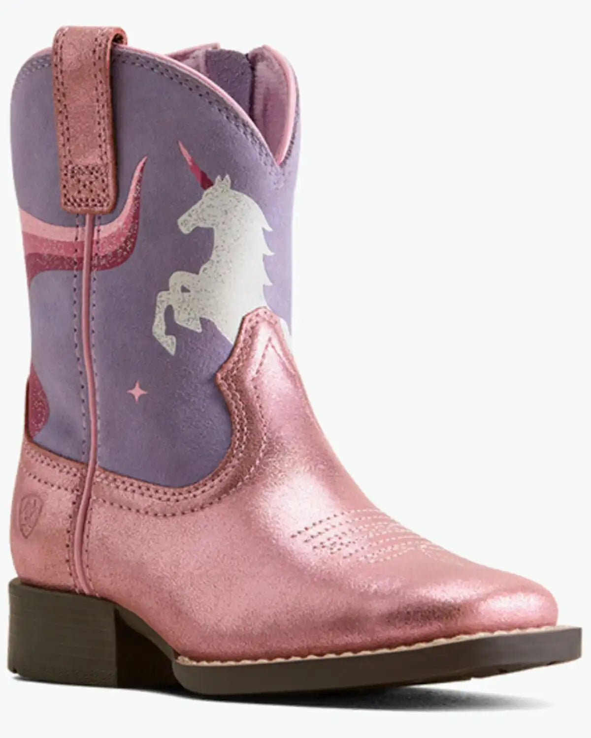 Ariat Girls' Unicorn Magic Metallic Western Boots - Broad Square Toe