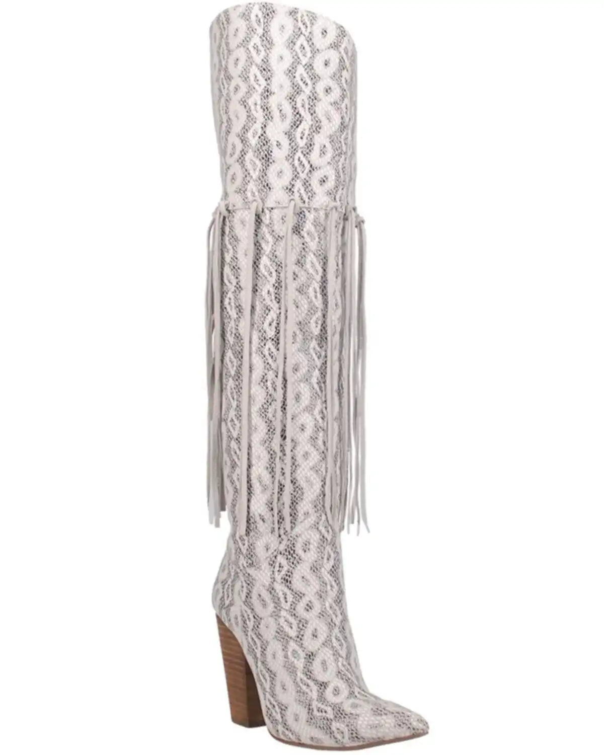 Dingo Women's Kitty Kat Snake Print Fringe Tall Western Boot - Round Toe