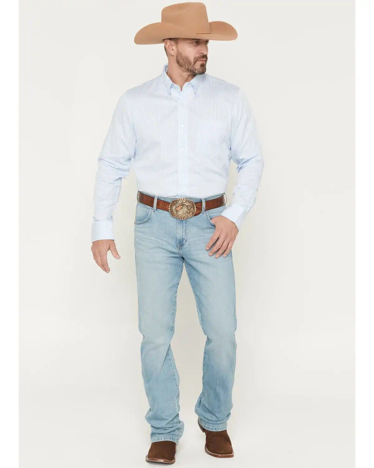 Wrangler Retro Men's WRT20 Fallon Light Wash Relaxed Bootcut Stretch Denim Jeans