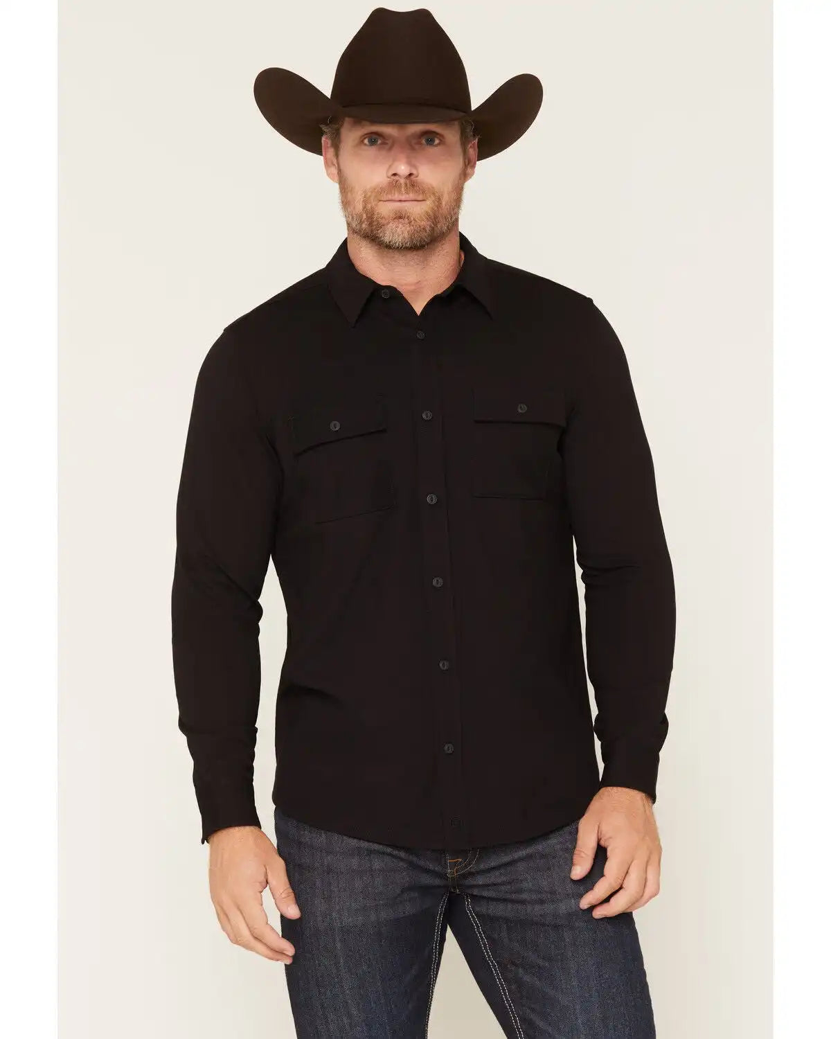 Cody James Men's Westley Solid Long Sleeve Button-Down Stretch Western Shirt