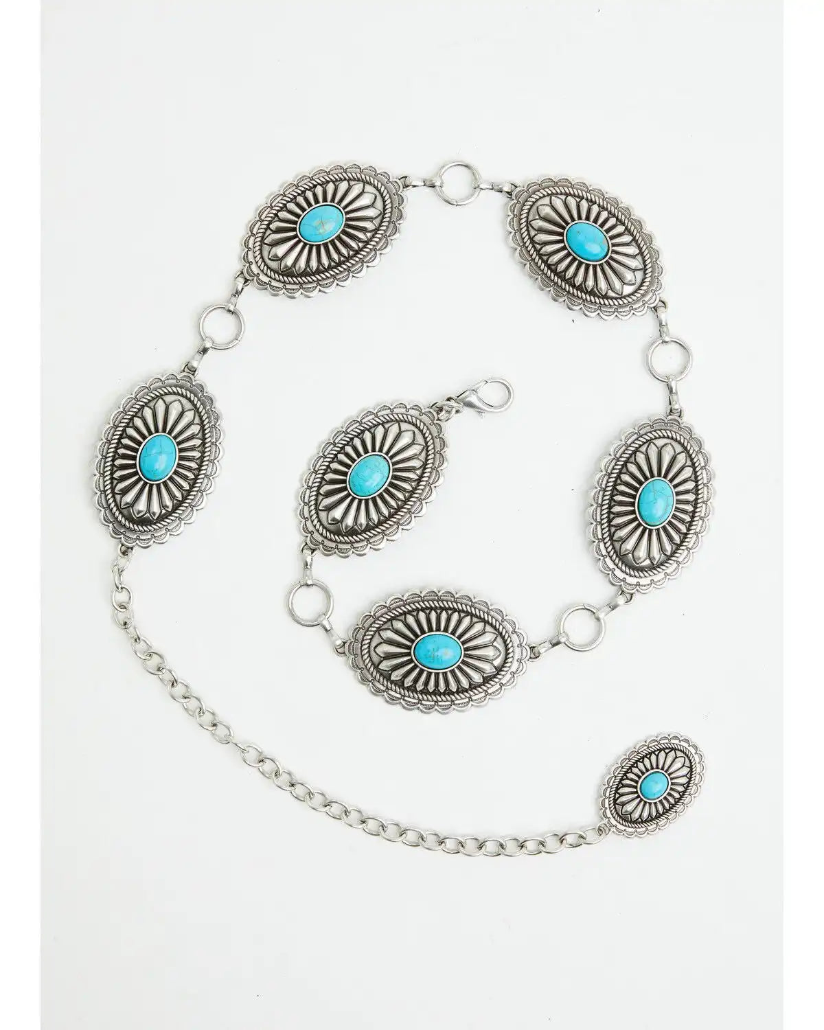 Ariat Women's Oval Turquoise Concho Chain Belt