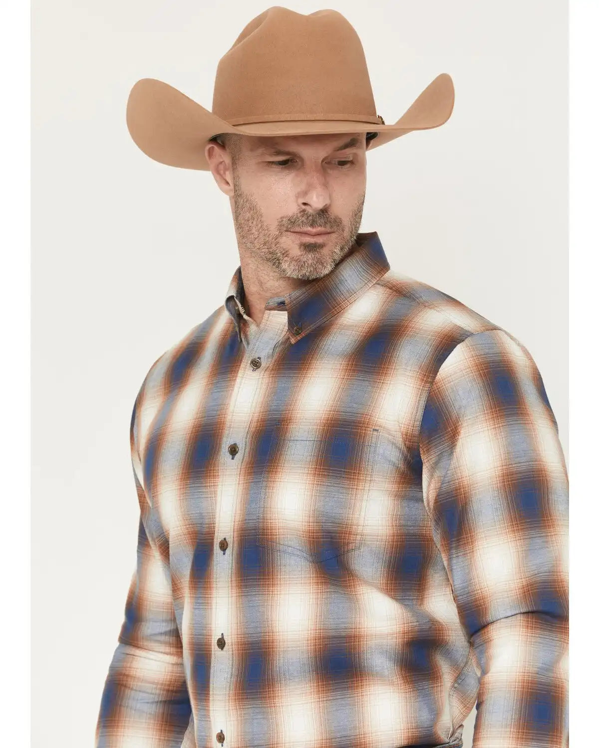 Cody James Men's Warner Plaid Print Long Sleeve Button-Down Stretch Western Shirt