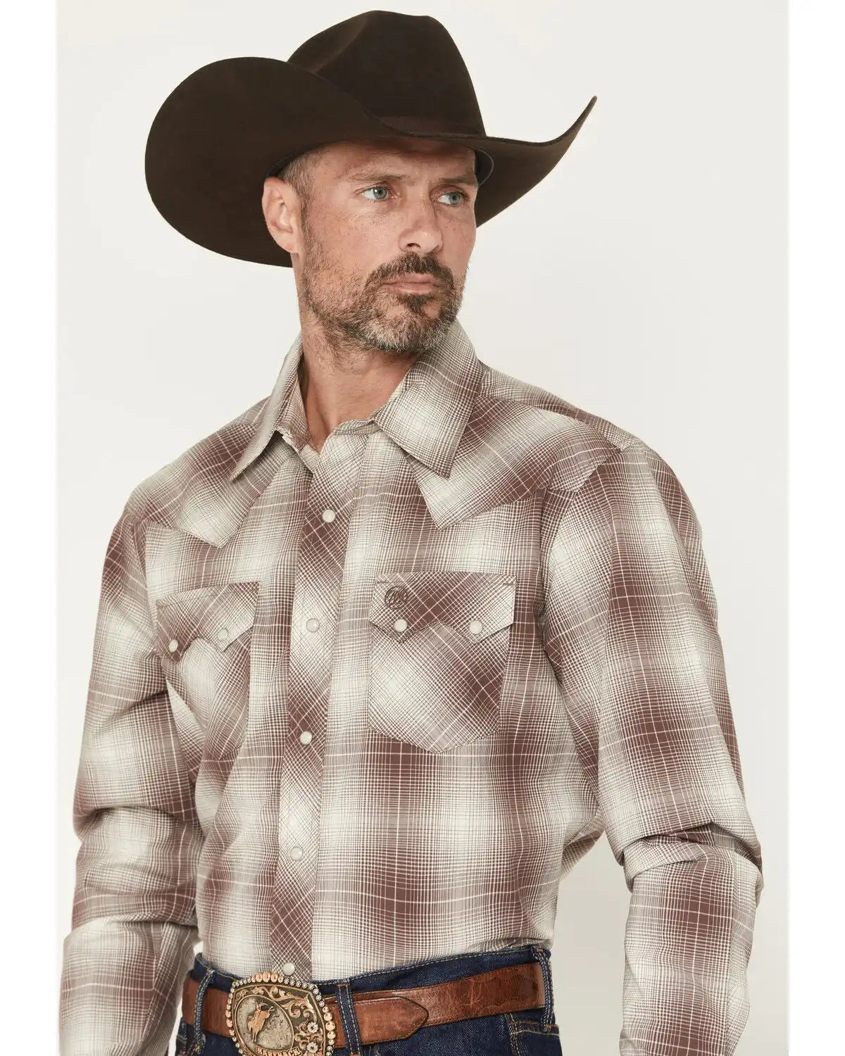 Wrangler Retro Men's Plaid Print Long Sleeve Snap Western Shirt - Tall