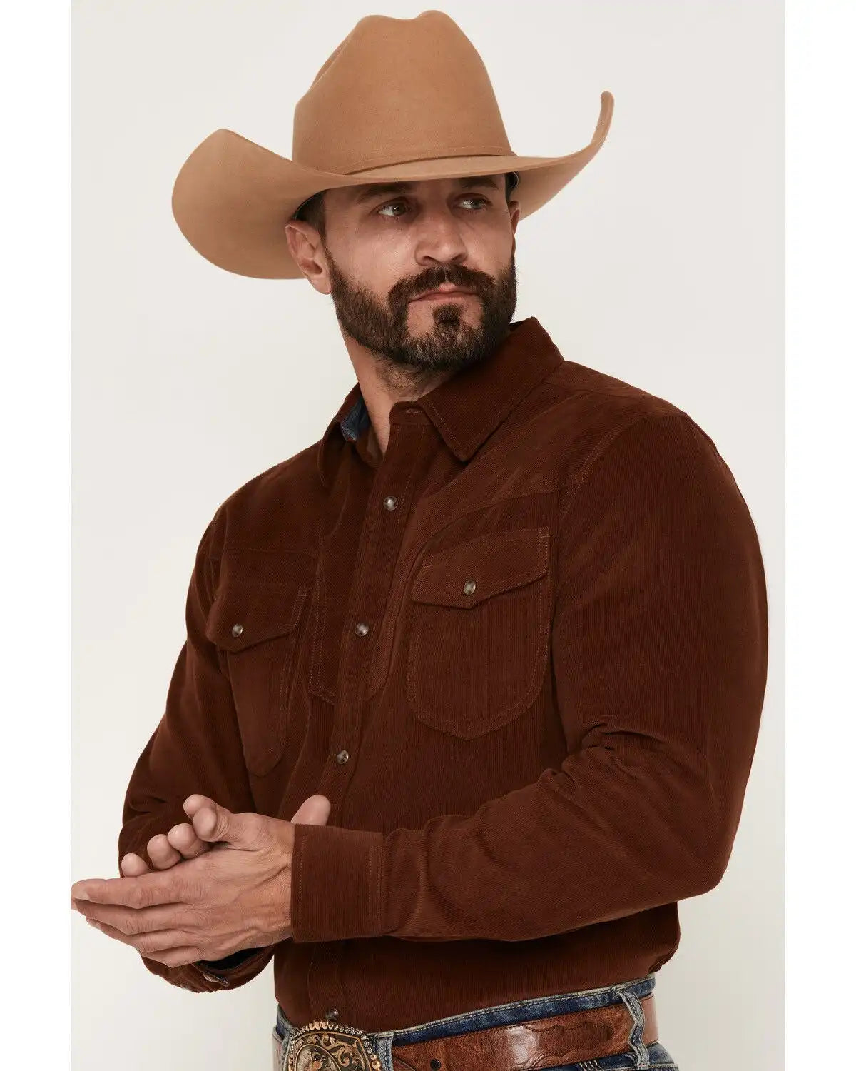 Cody James Men's Rusty Nail Solid Corduroy Long Sleeve Snap Western Shirt