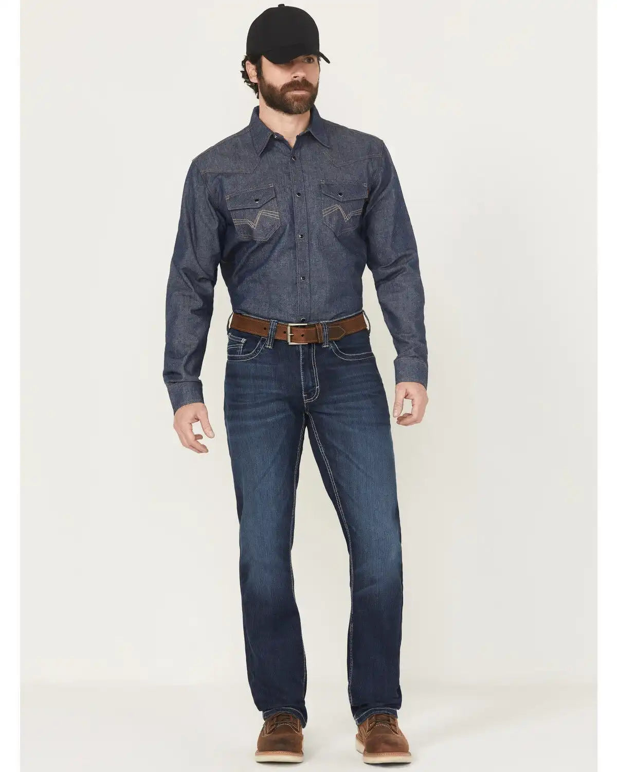 Cody James Men's FR Medium Wash Slim Straight Stretch Denim Work Jeans