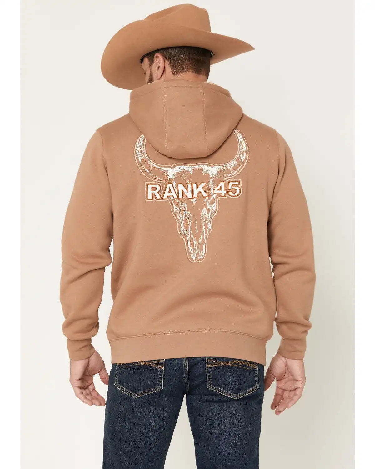 RANK 45® Men's Desert Steer Embroidered Hooded Sweatshirt