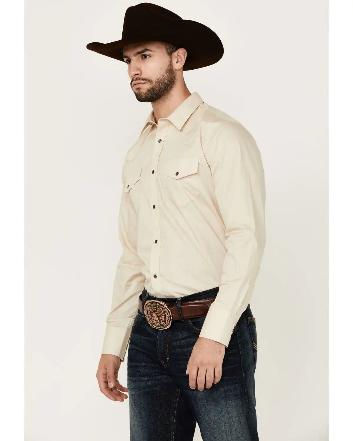 Gibson Men's Basic Solid Long Sleeve Pearl Snap Western Shirt - Tall