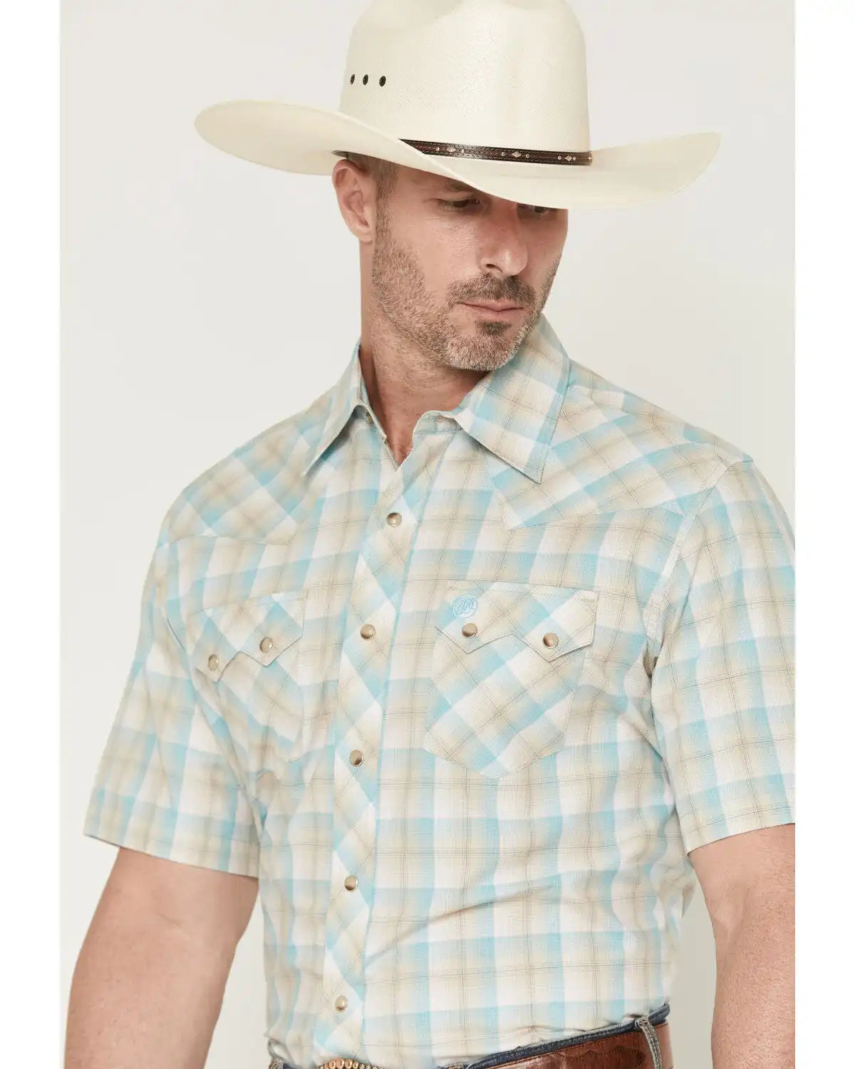 Wrangler Retro Men's Plaid Print Short Sleeve Snap Western Shirt