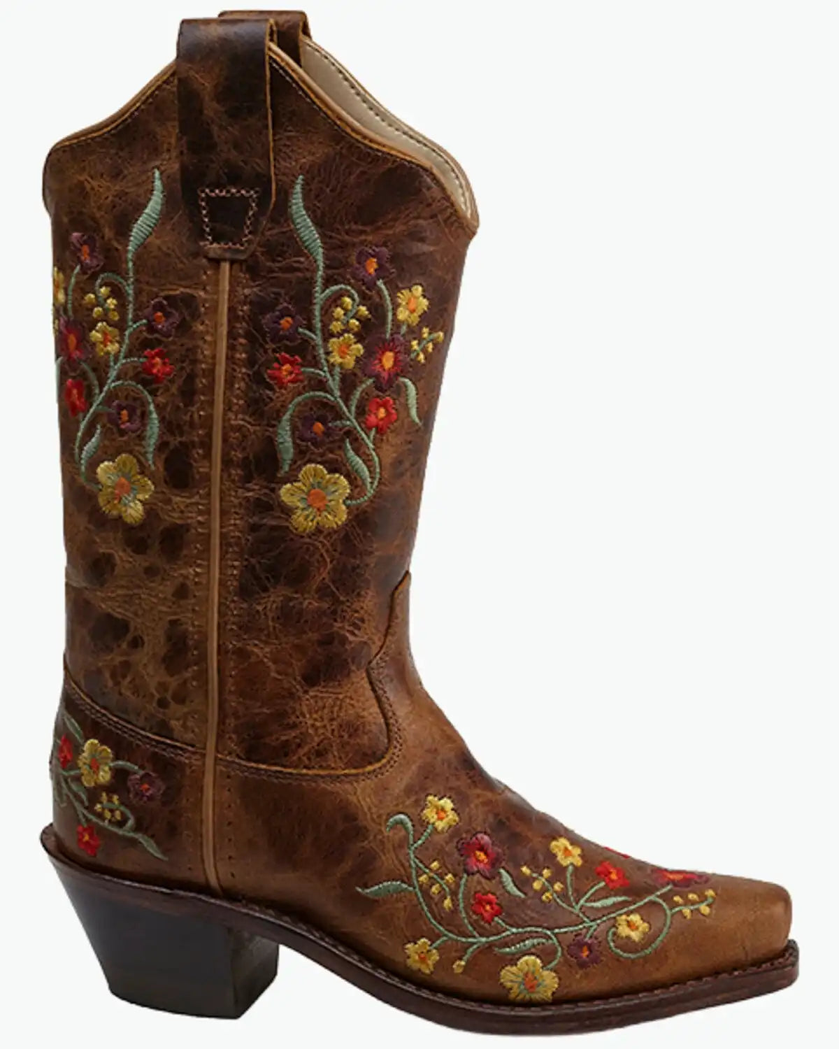 Old West Girls' Floral Western Boots - Snip Toe