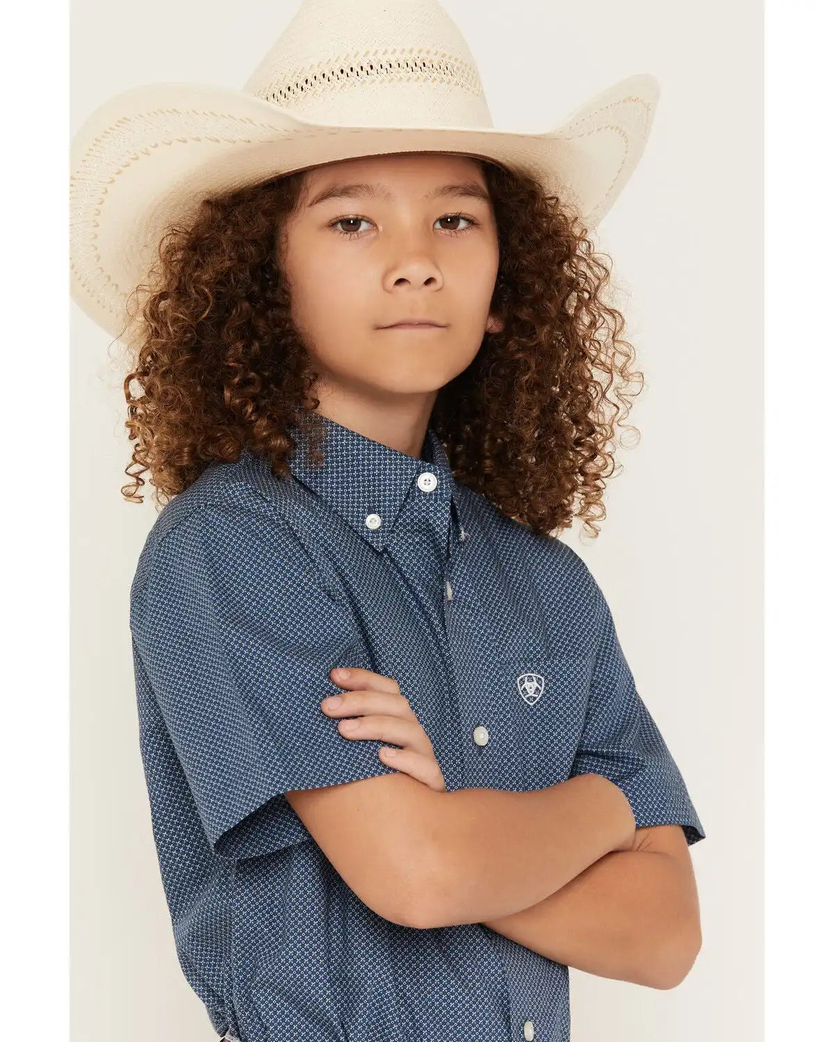 Ariat Boys' Geo Print Short Sleeve Button-Down Western Shirt