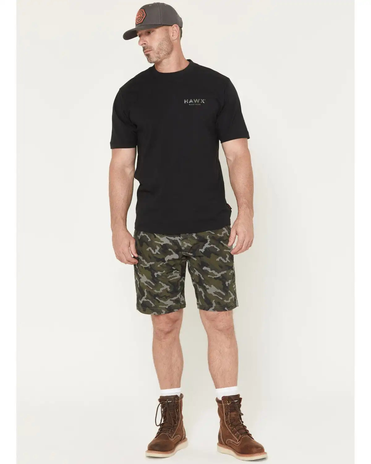 Hawx Men's Chip Camo Print Flat Front Work Shorts
