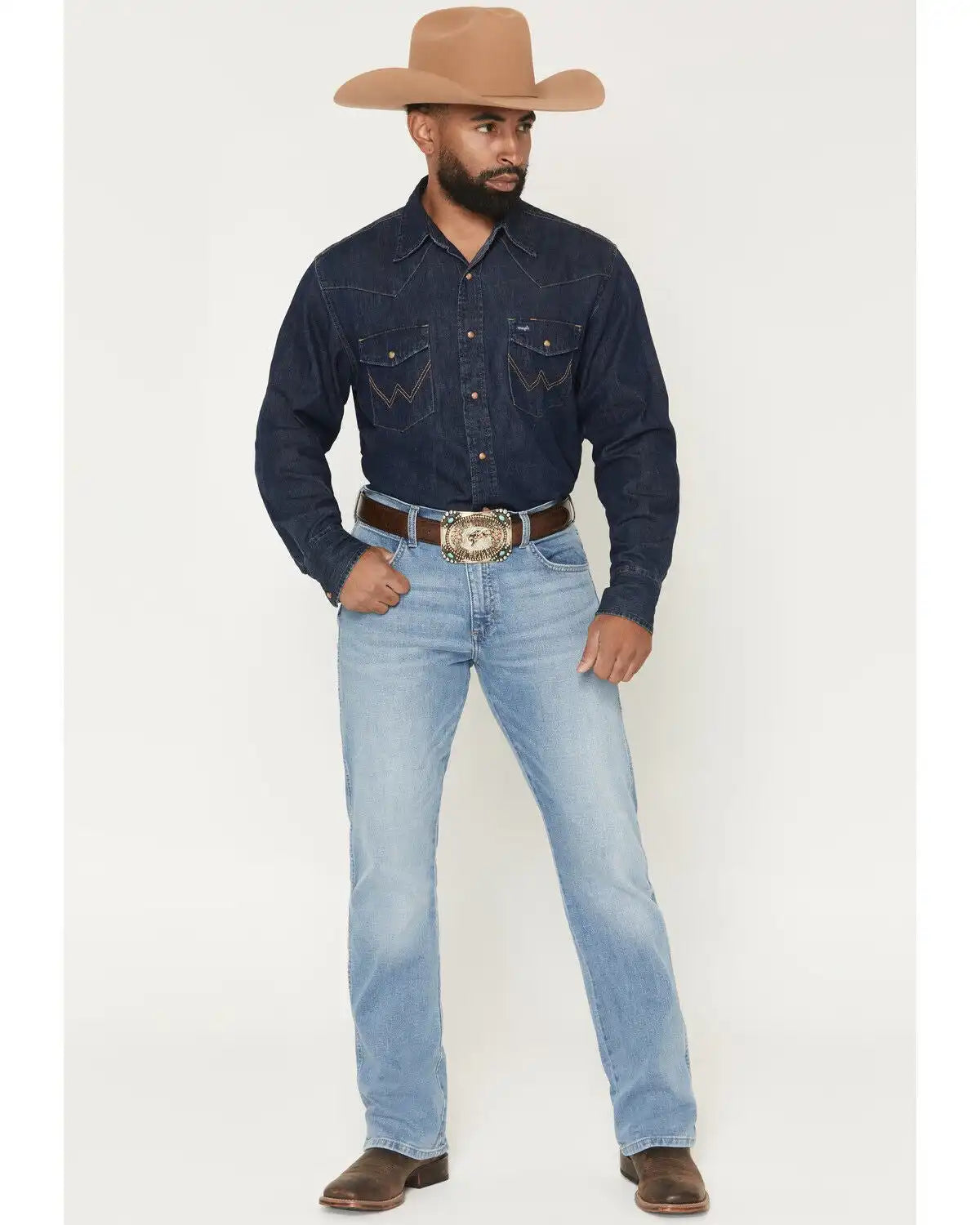 Wrangler Retro Men's Medium Wash Slim Bootcut Stretch Denim Jeans