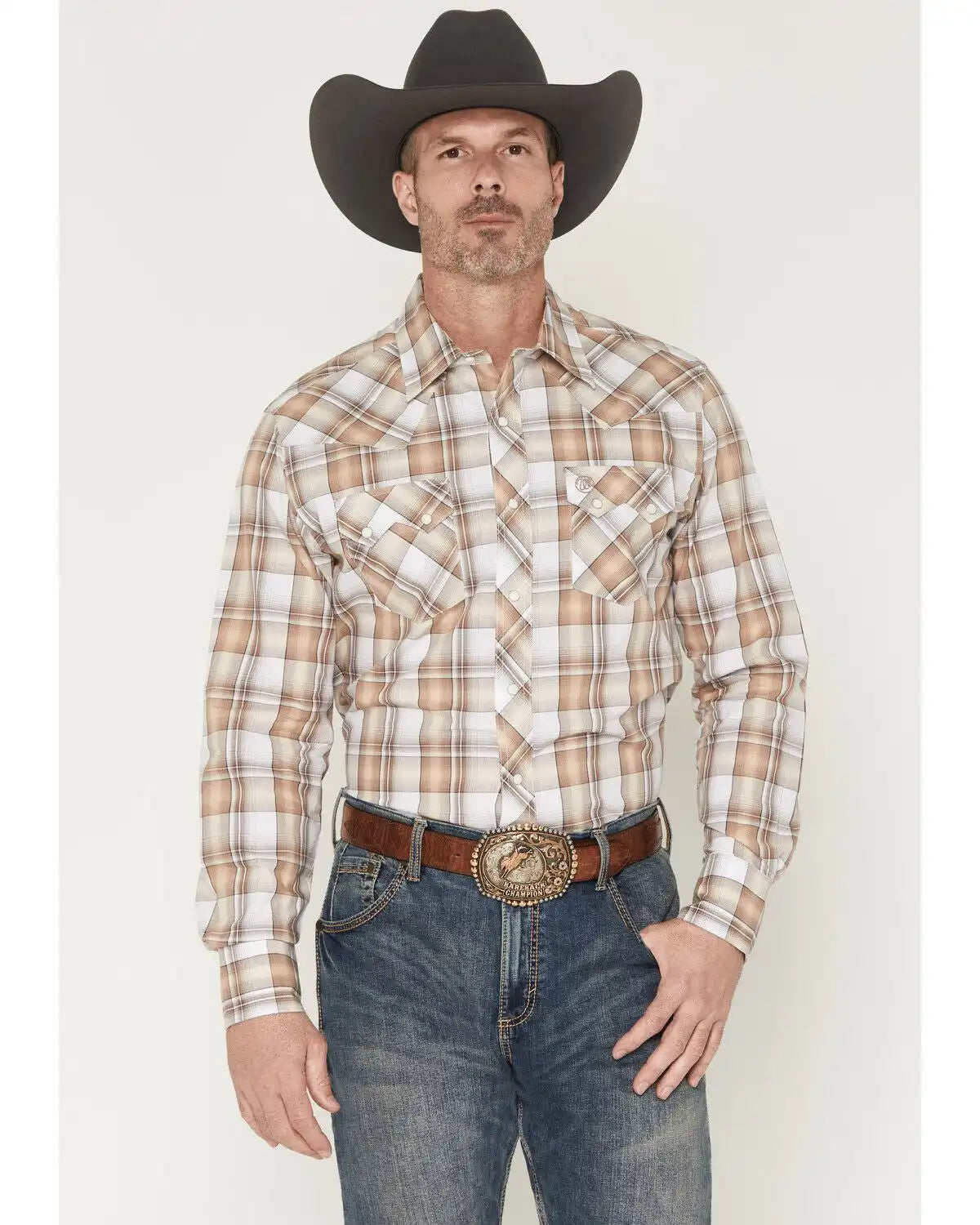 Wrangler Retro Men's Plaid Print Long Sleeve Snap Western Shirt
