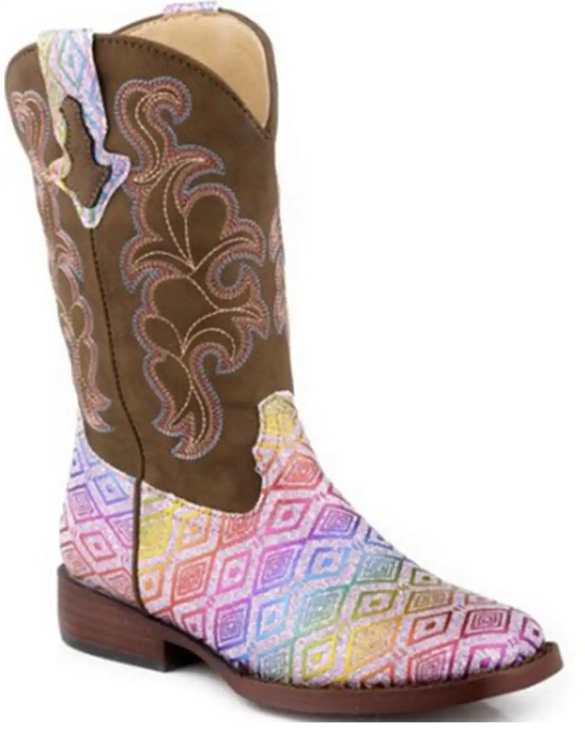 Roper Little Girls' Glitter Maya Western Boots - Broad Square Toe