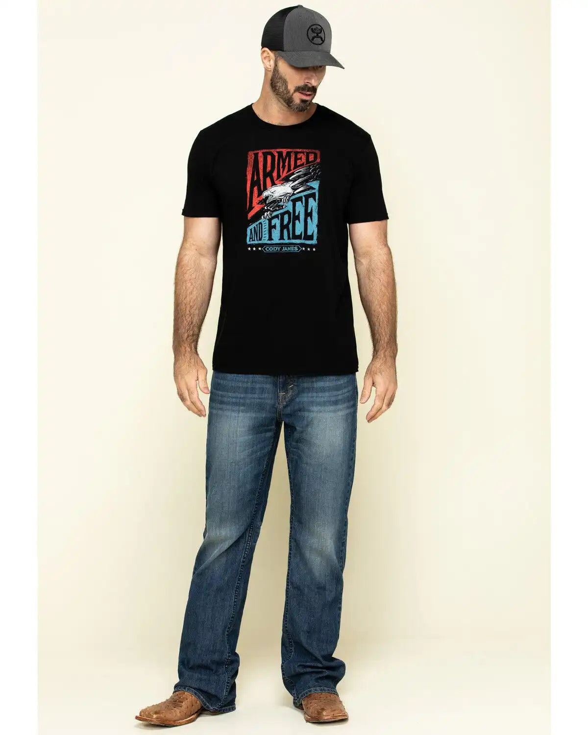 Cody James Men's Wolfstooth Wash Duke Relaxed Bootcut Stretch Denim Jeans - Tall