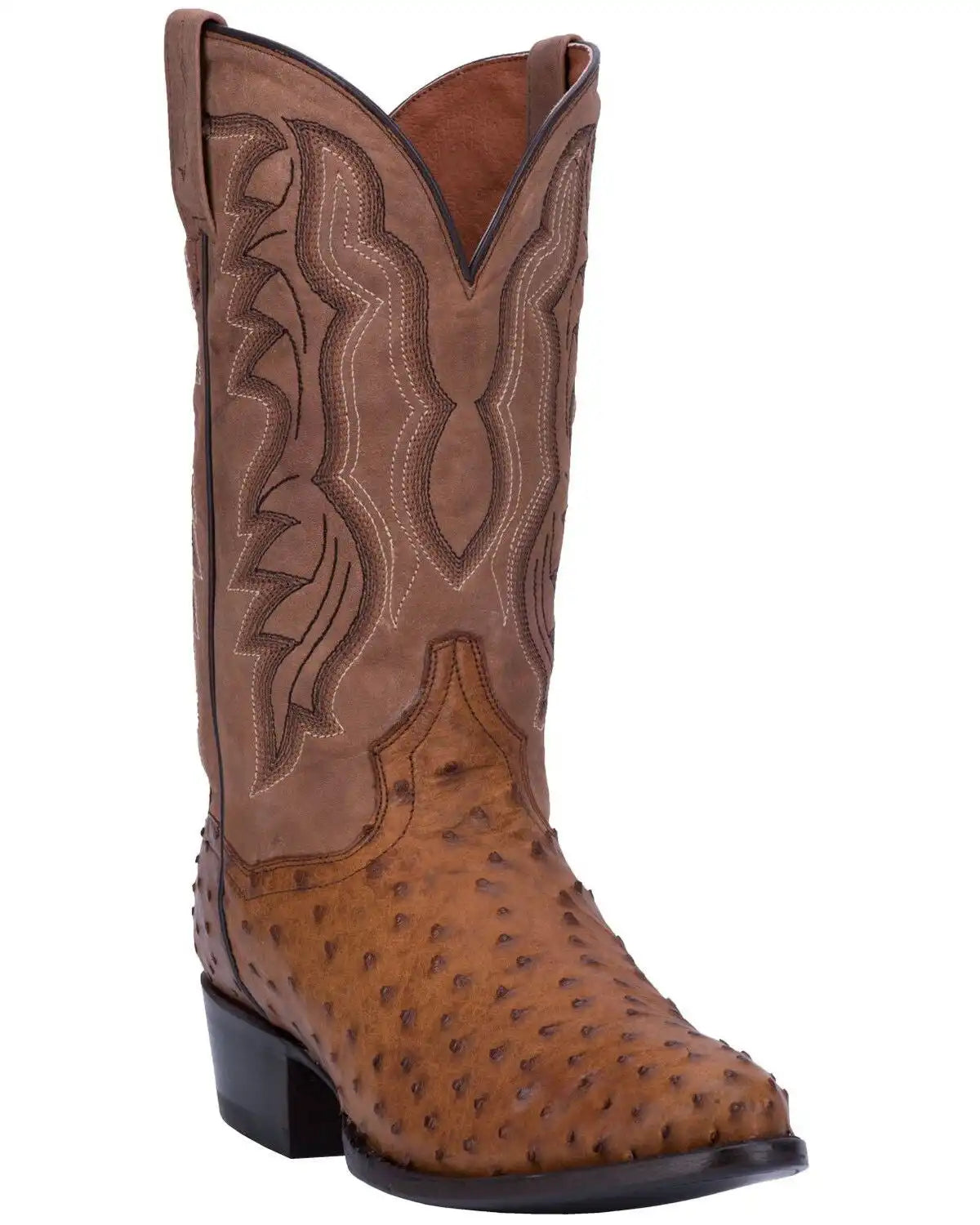 Dan Post Men's Tempe Full Quill Ostrich Western Boots - Round Toe