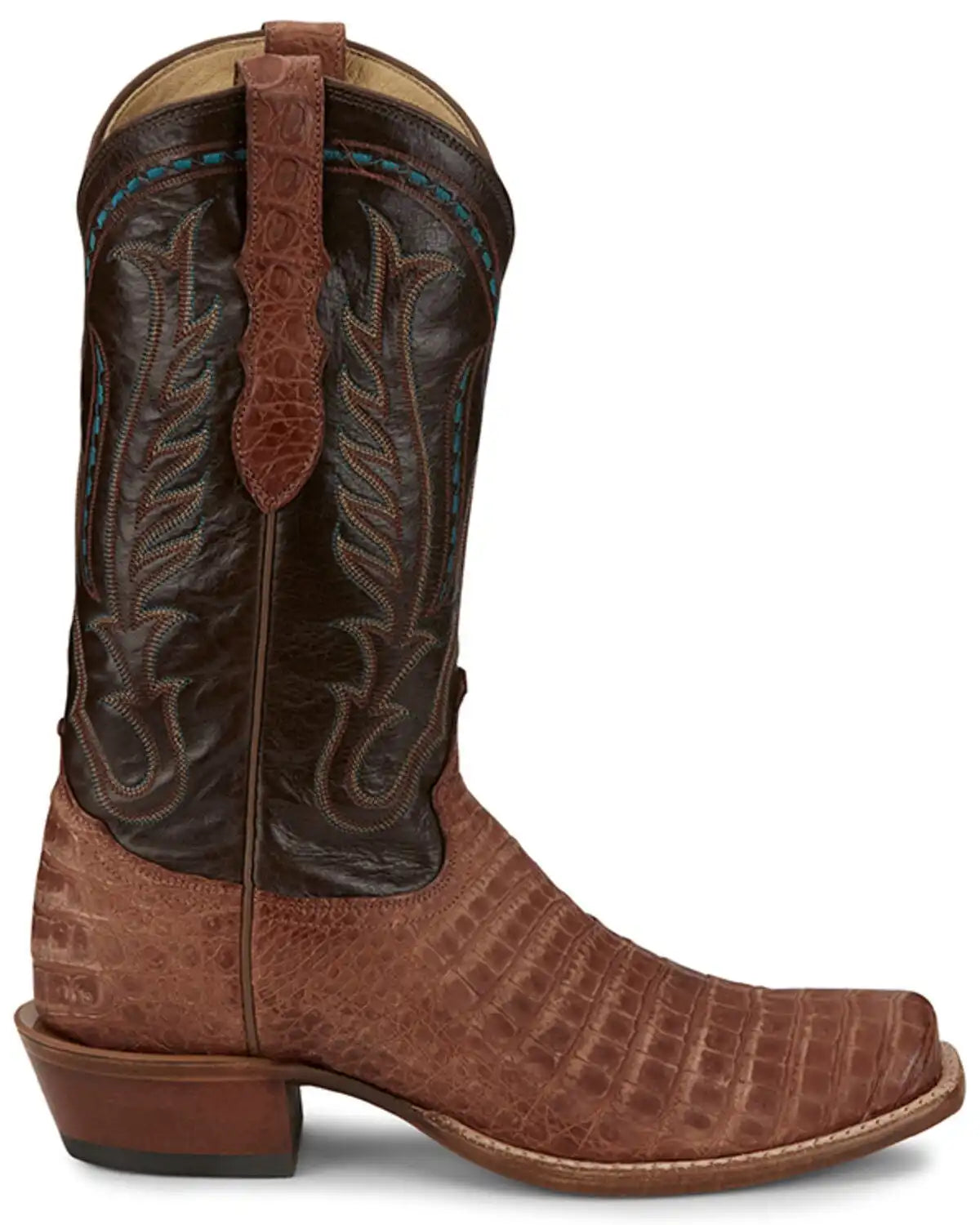 Tony Lama Men's Buffed Exotic Caiman Western Boots - Broad Square Toe