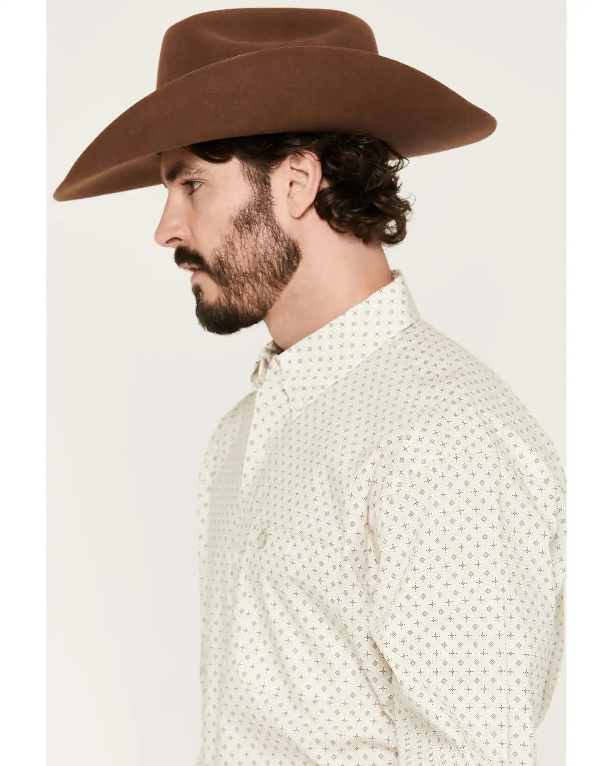 George Strait by Wrangler Men's Geo Print Long Sleeve Button-Down Stretch Western Shirt