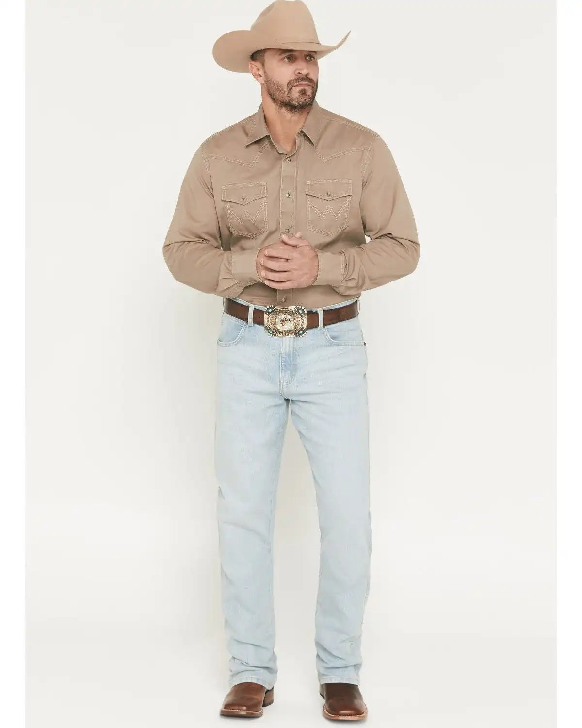 Wrangler Retro Men's Light Wash Relaxed Bootcut Stretch Denim Jeans