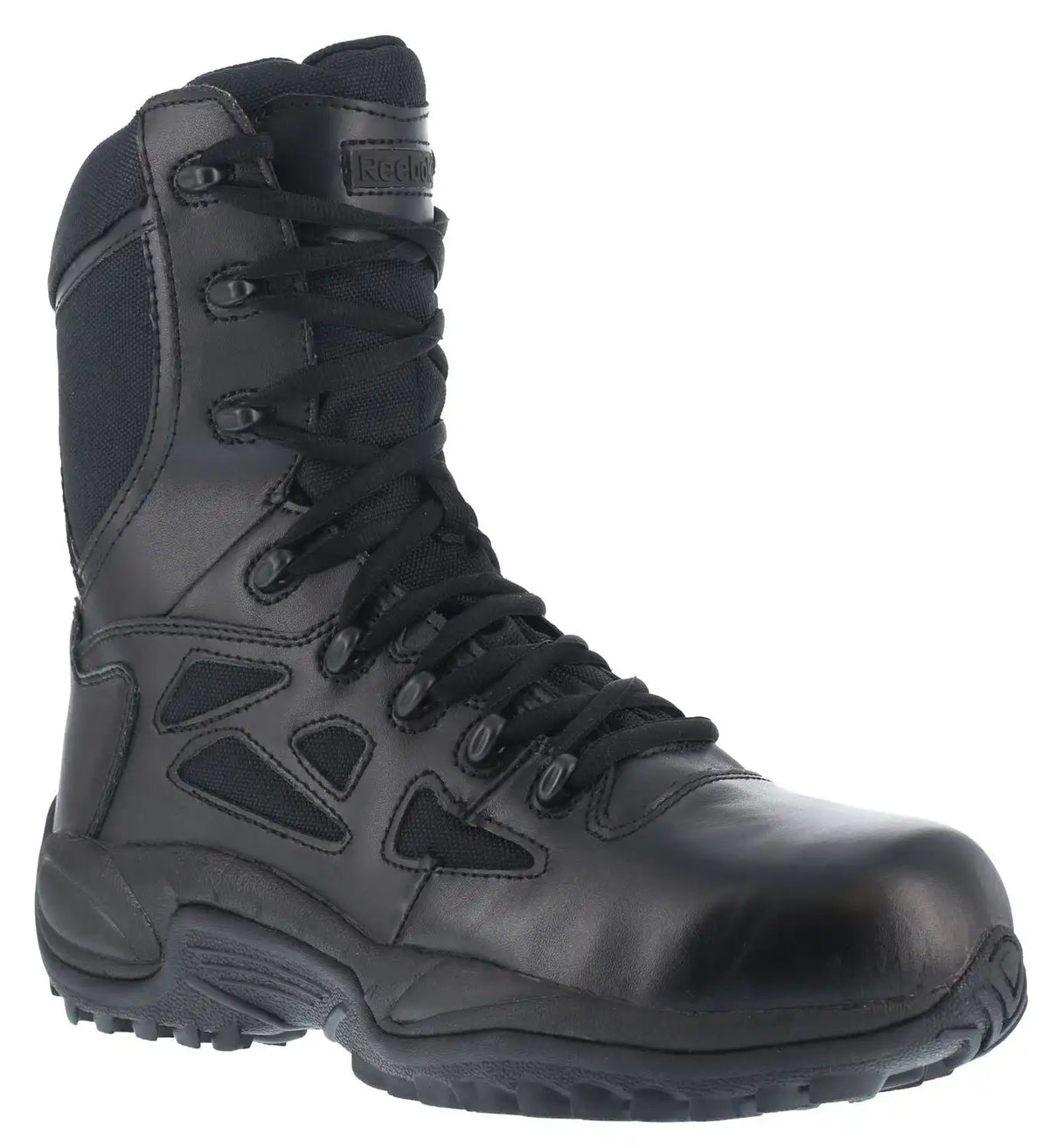 Reebok Men's Stealth 8" Lace-Up Black Side-Zip Work Boots - Soft Toe