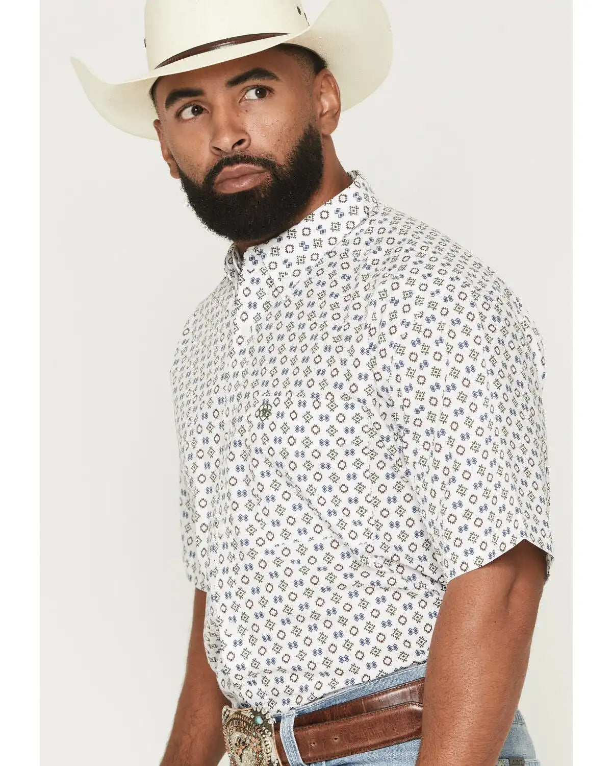 Ariat Men's Seton Geo Print Short Sleeve Button-Down Western Shirt
