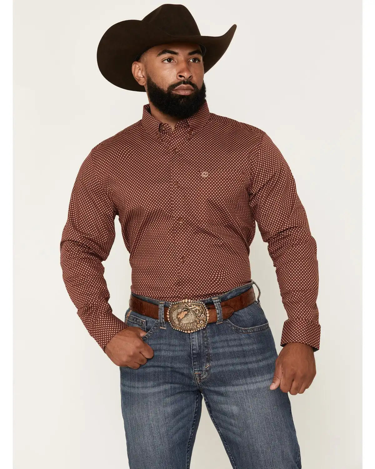 Cody James Men's NFR Geo Print Long Sleeve Button-Down Stretch Western Shirt