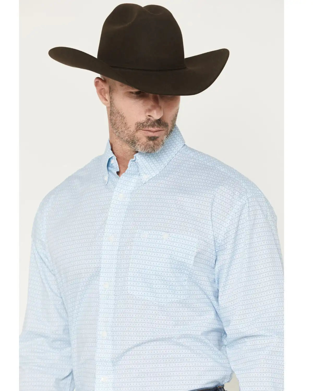 Wrangler Men's Geo Print Long Sleeve Button-Down Stretch Western Shirt - Tall