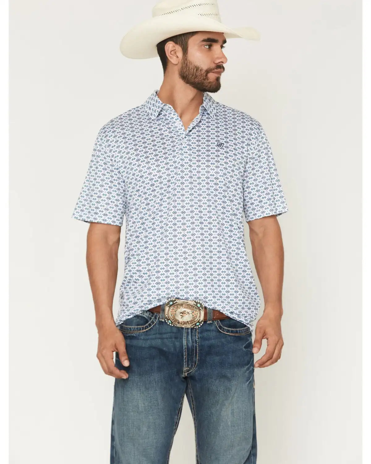 Ariat Men's Southwestern Print Short Sleeve Button-Down Polo