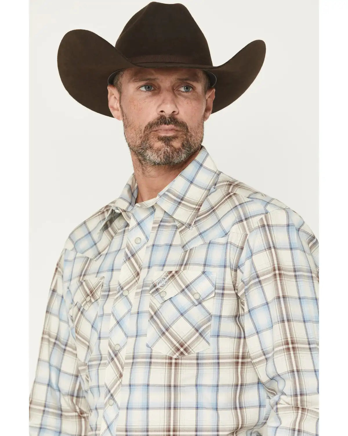 Wrangler Retro Men's Plaid Print Long Sleeve Snap Western Shirt