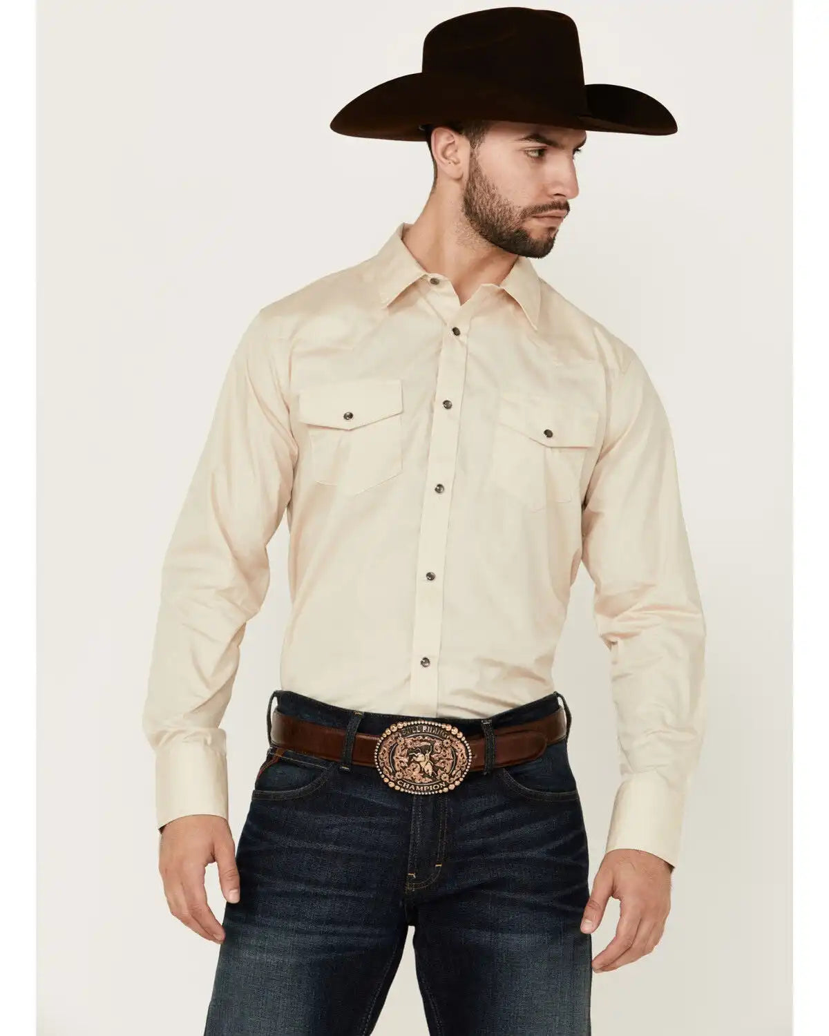 Gibson Men's Basic Solid Long Sleeve Pearl Snap Western Shirt - Tall