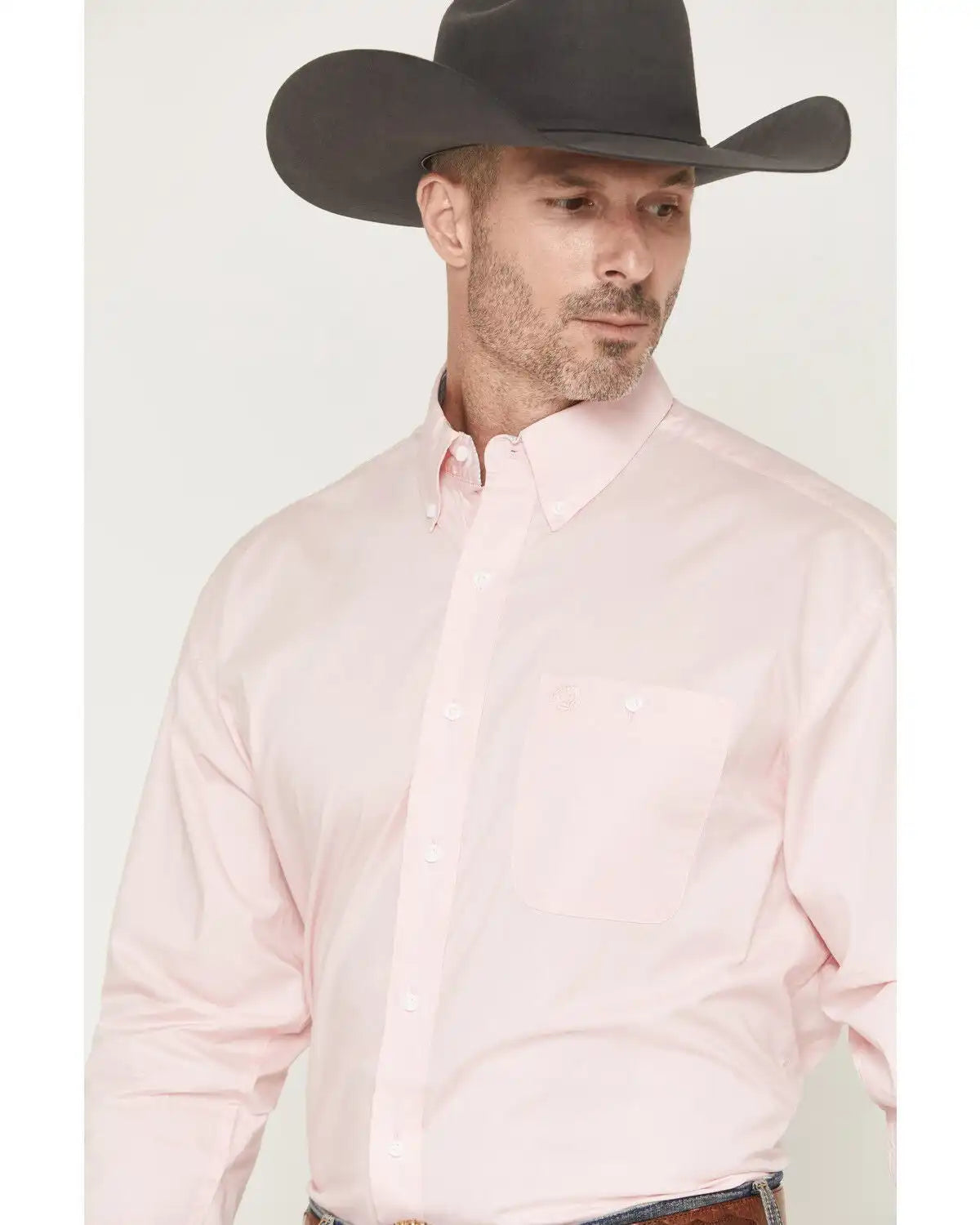 George Strait by Wrangler Men's Solid Long Sleeve Button-Down Stretch Western Shirt