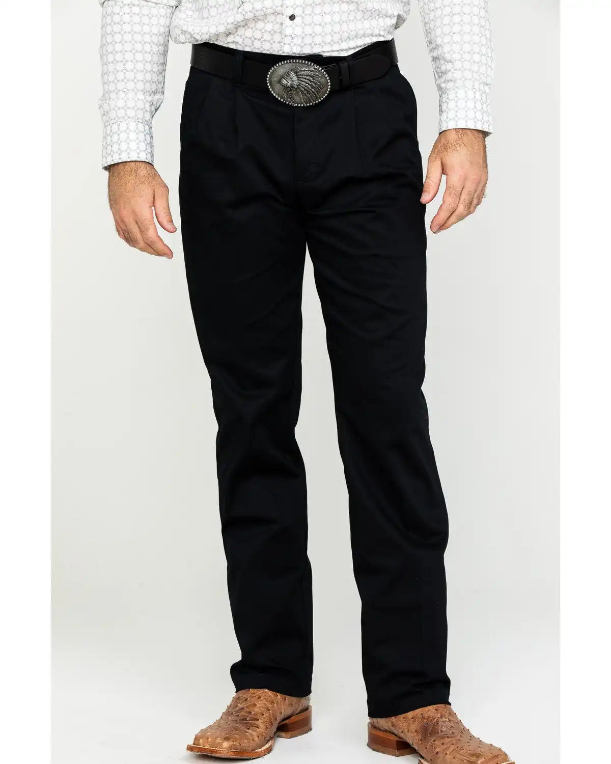 Wrangler Men's Black Casual Pleated Front Western Pants