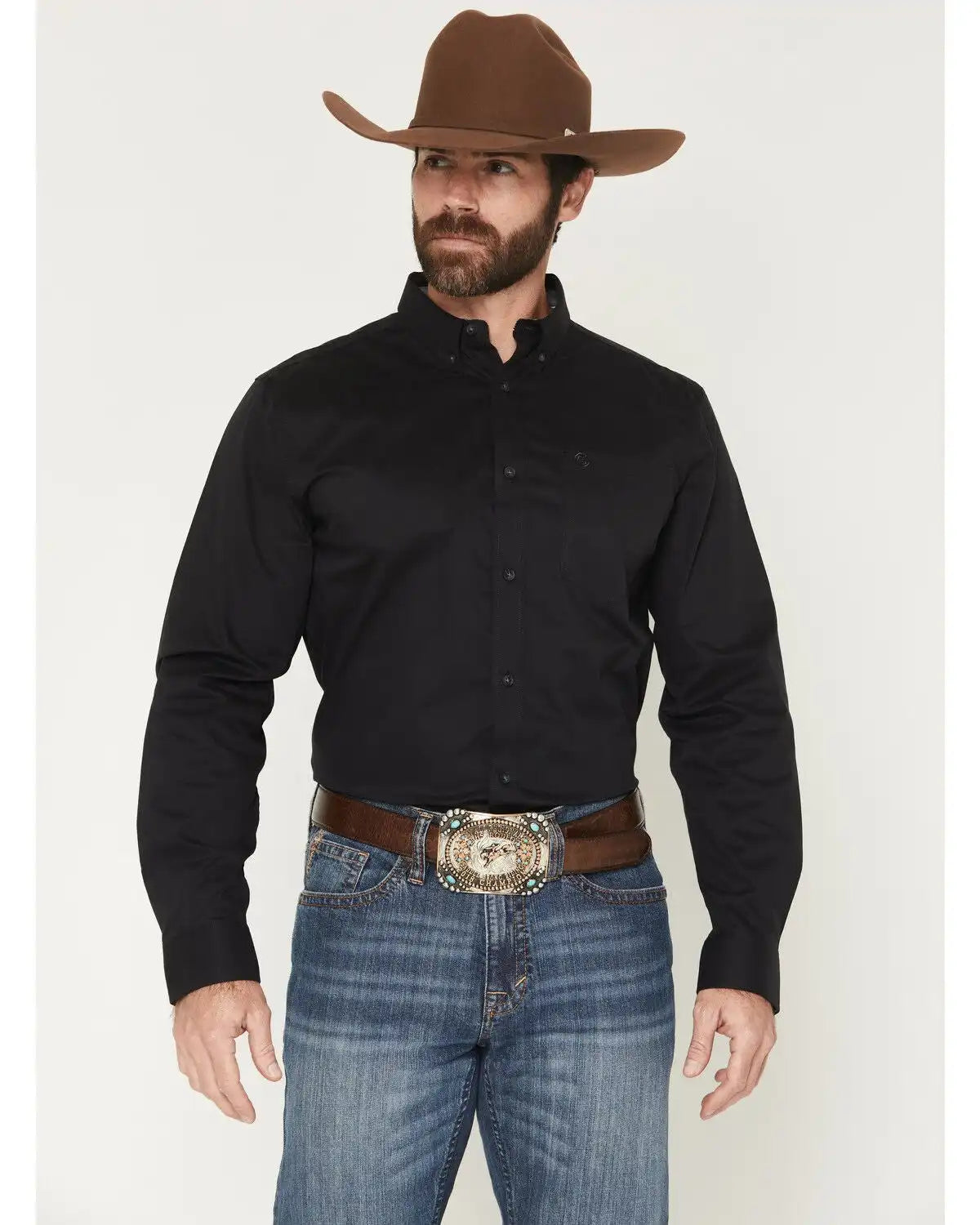 Cody James Men's Basic Solid Long Sleeve Button-Down Stretch Western Shirt
