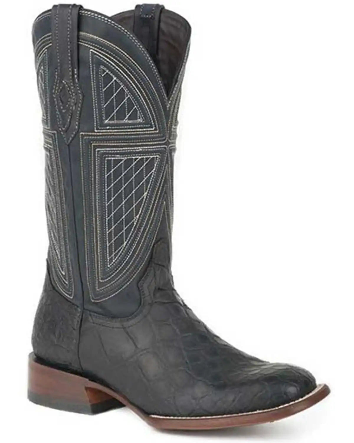 Stetson Men's Black Falls Oiled Alligator Exotic Western Boots - Square Toe