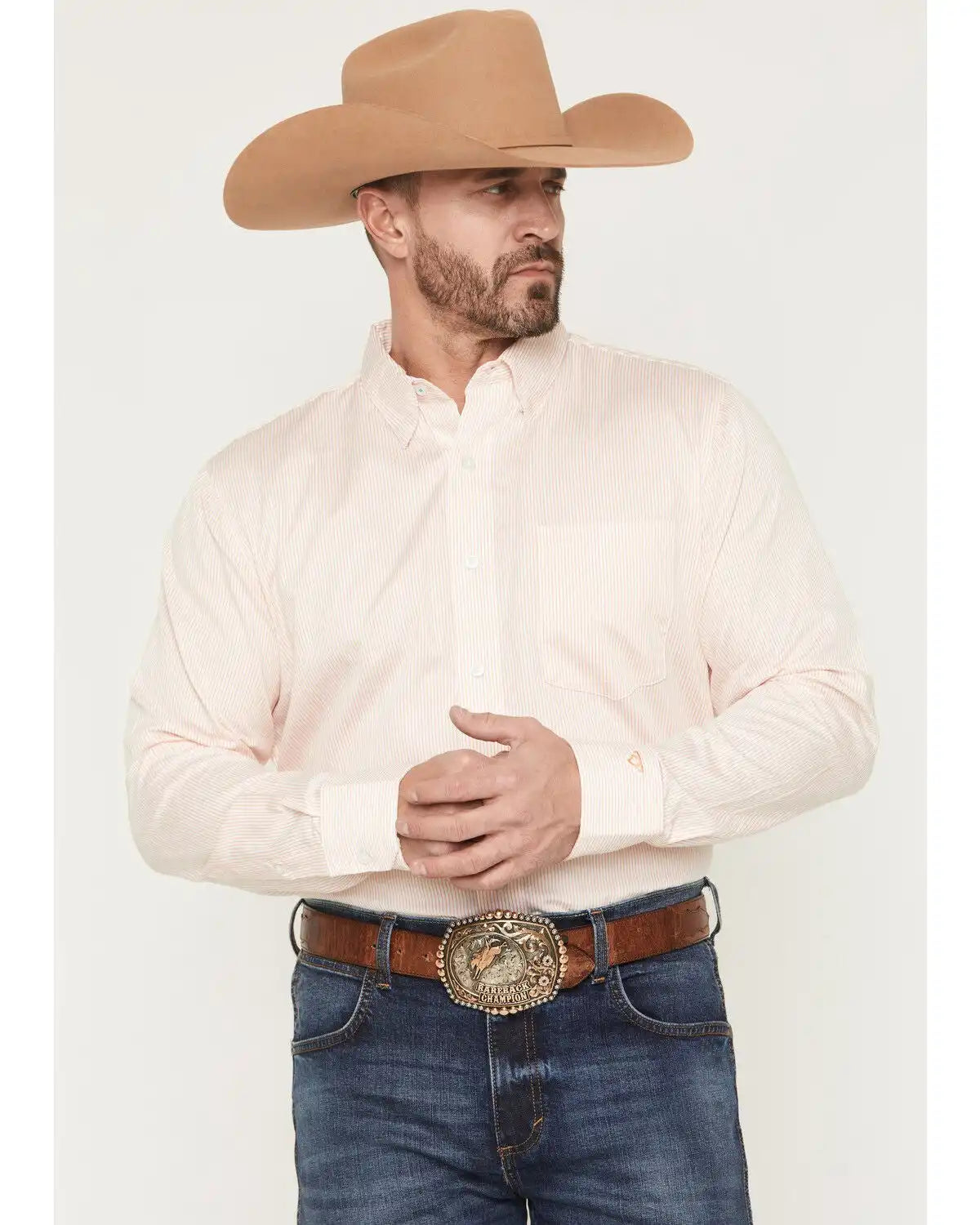 Wrangler X Cody Johnson Men's Striped Long Sleeve Button-Down Western Shirt