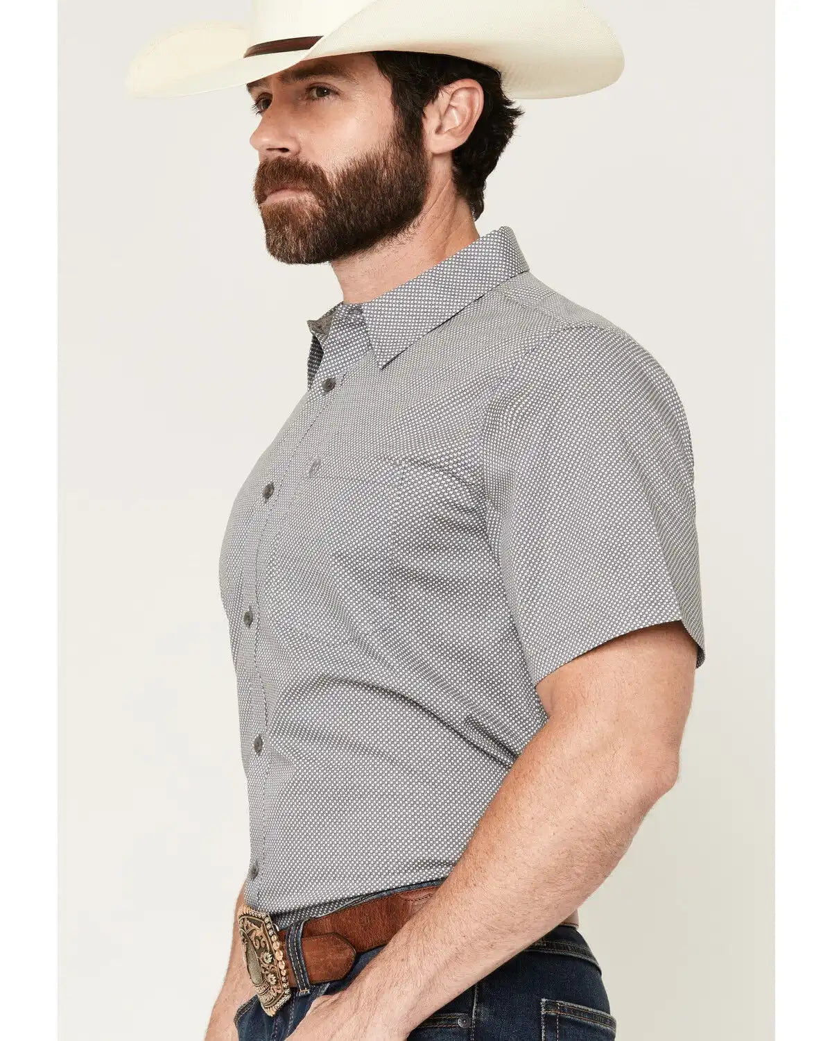 Cody James Men's Astro Geo Print Short Sleeve Button-Down Stretch Western Shirt