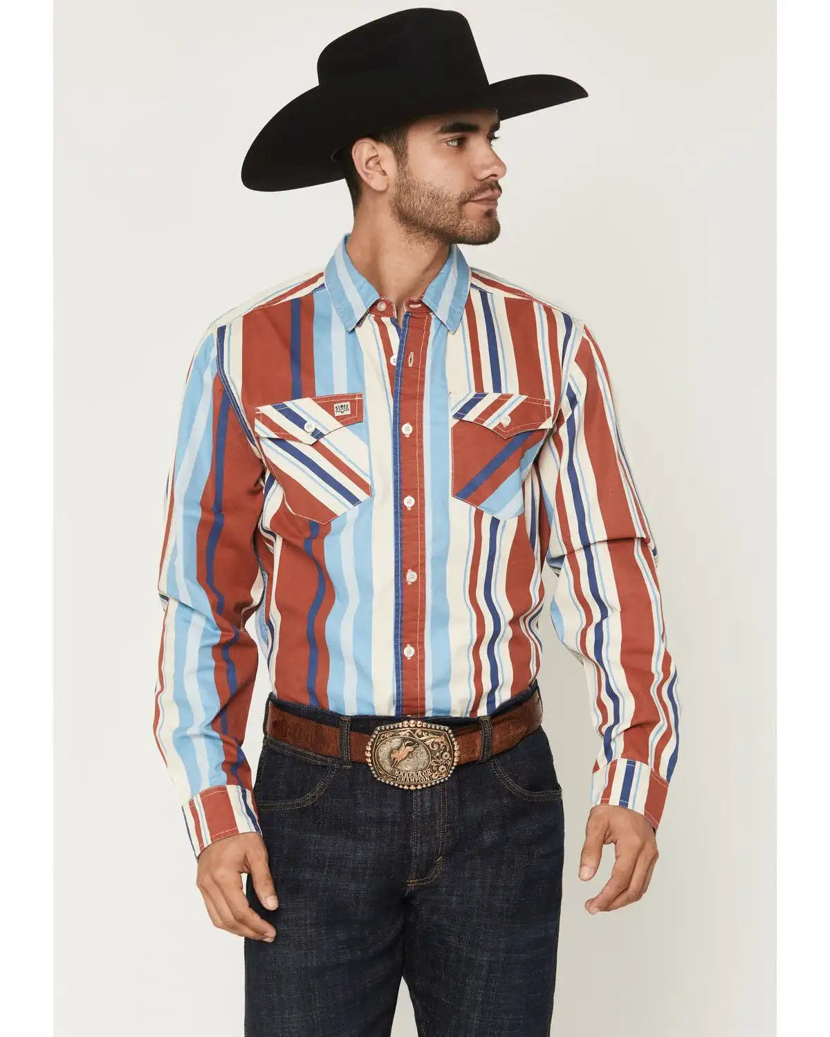 Kimes Ranch Men's Clancy Stripe Print Long Sleeve Button-Down Western Shirt
