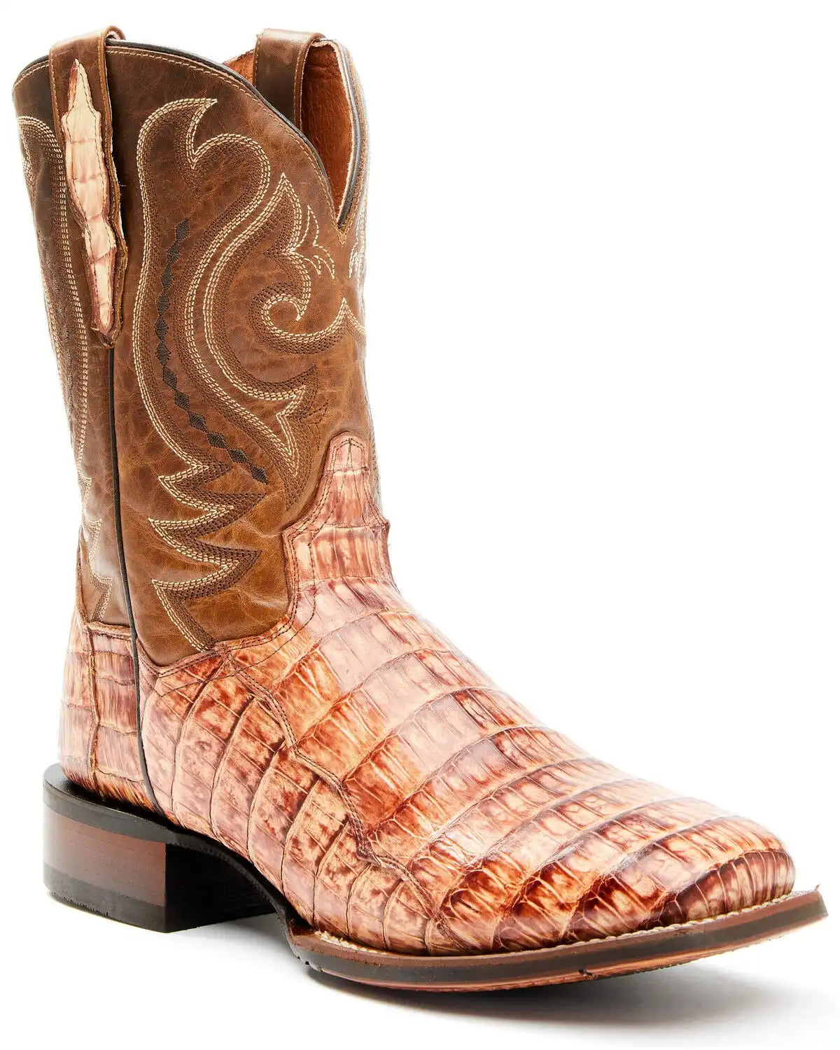Dan Post Men's Tan Caiman Belly Western Boots - Broad Square Toe