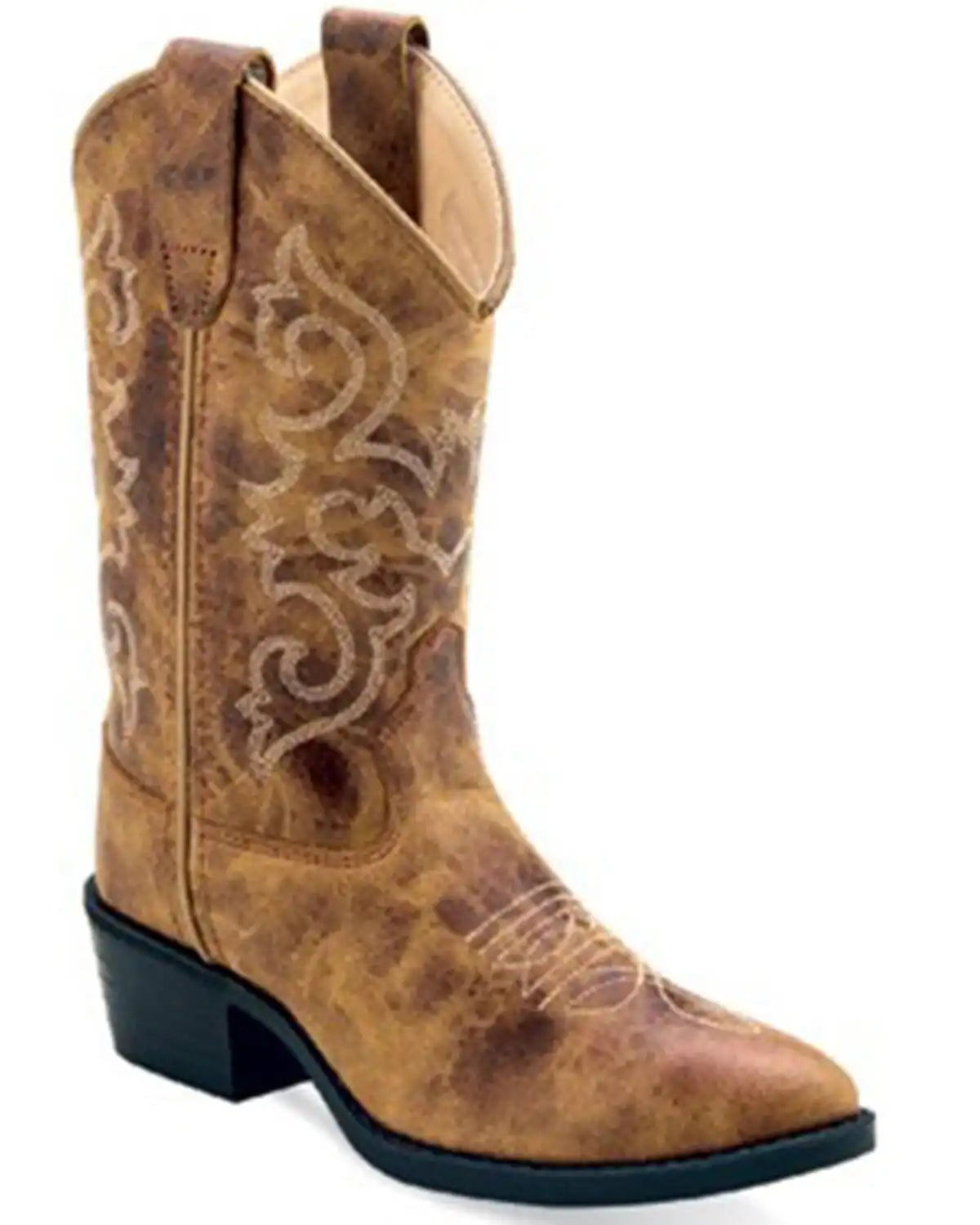 Old West Boys' Burnt Western Boots - Round Toe