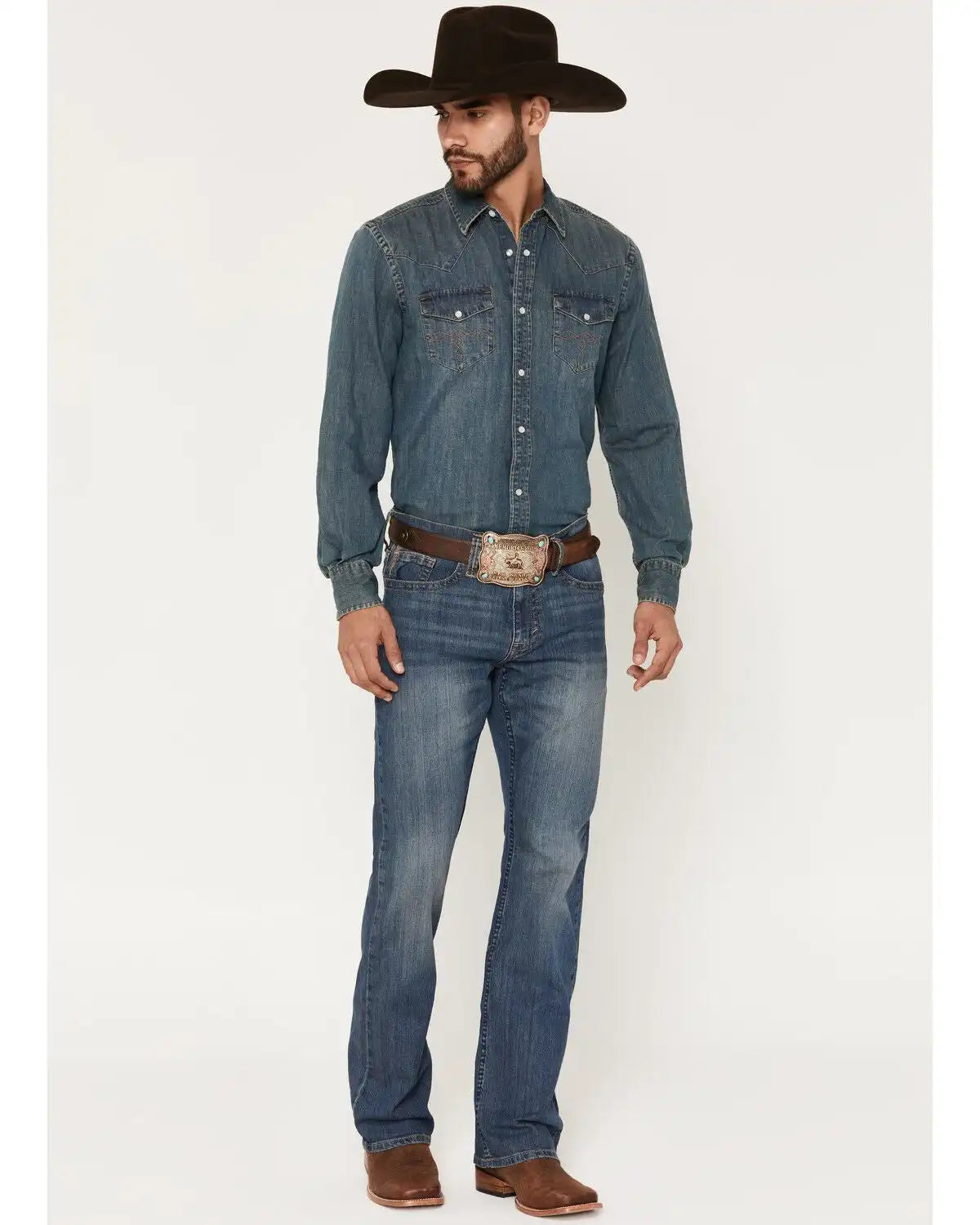 Cody James Men's Wolfstooth Wash Duke Relaxed Bootcut Stretch Denim Jeans