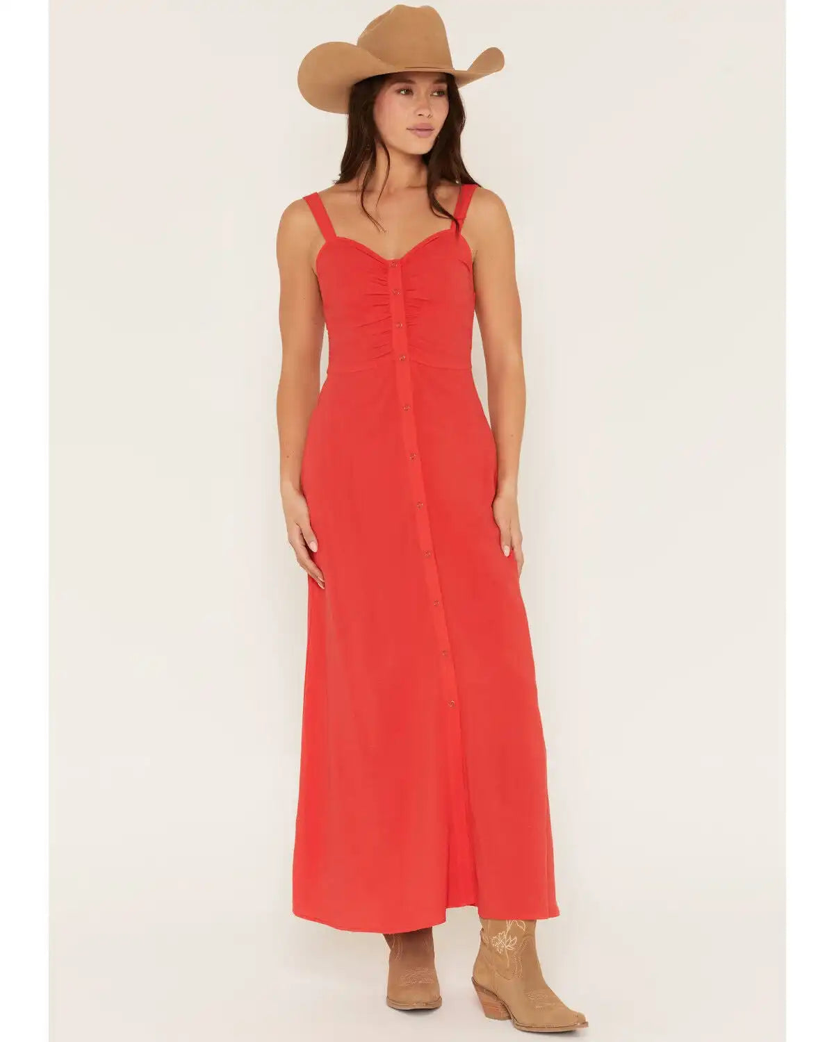 Lovestitch Women's Sleeveless Snap Front Midi Dress