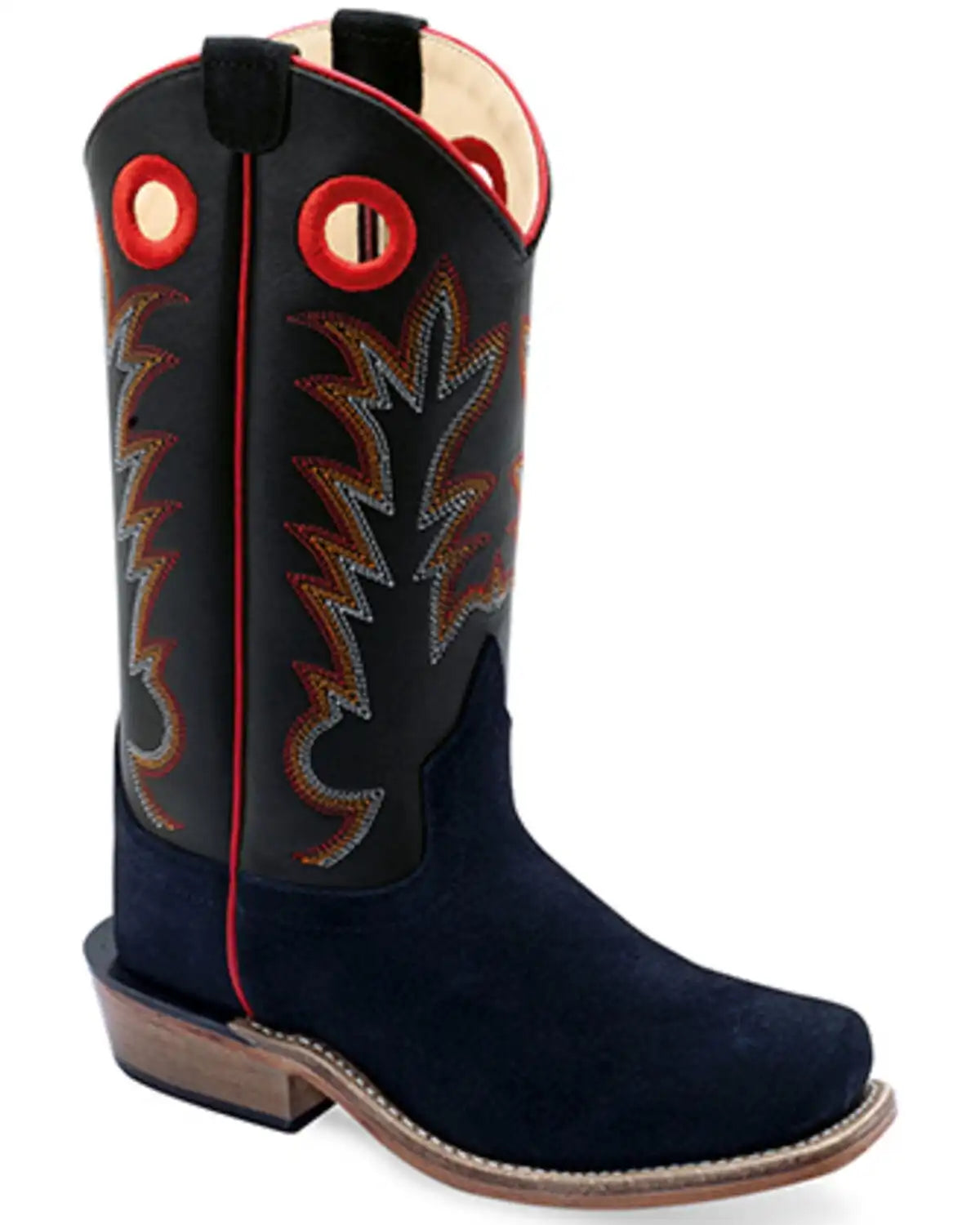 Old West Boys' Suede Western Boots - Broad Square Toe