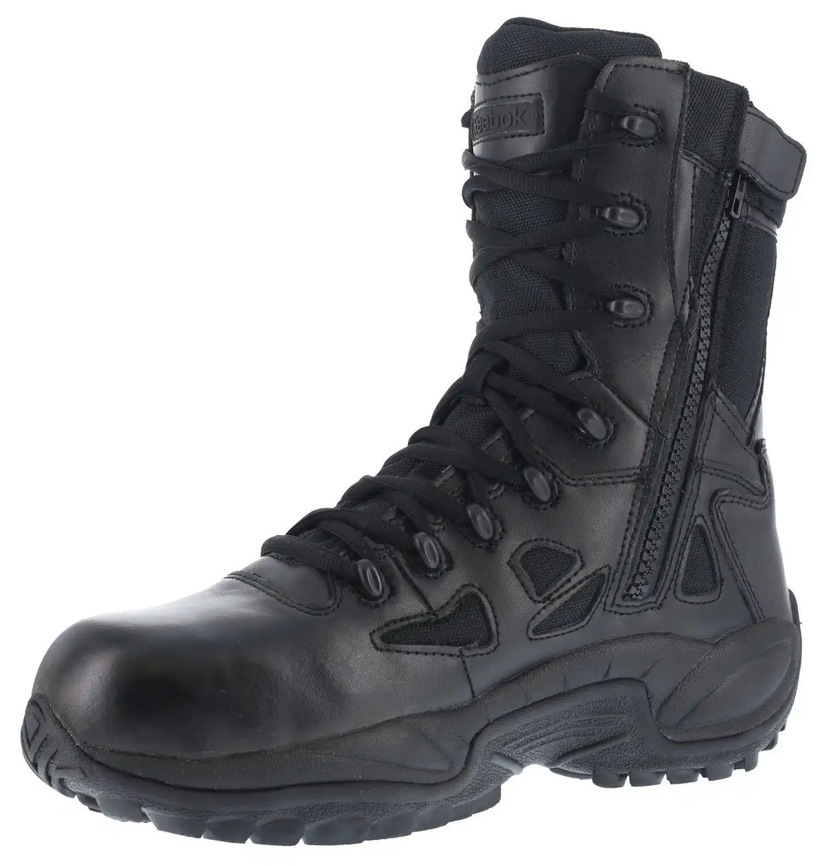 Reebok Women's Stealth 8" Lace-Up Black Side-Zip Work Boots - Composite Toe