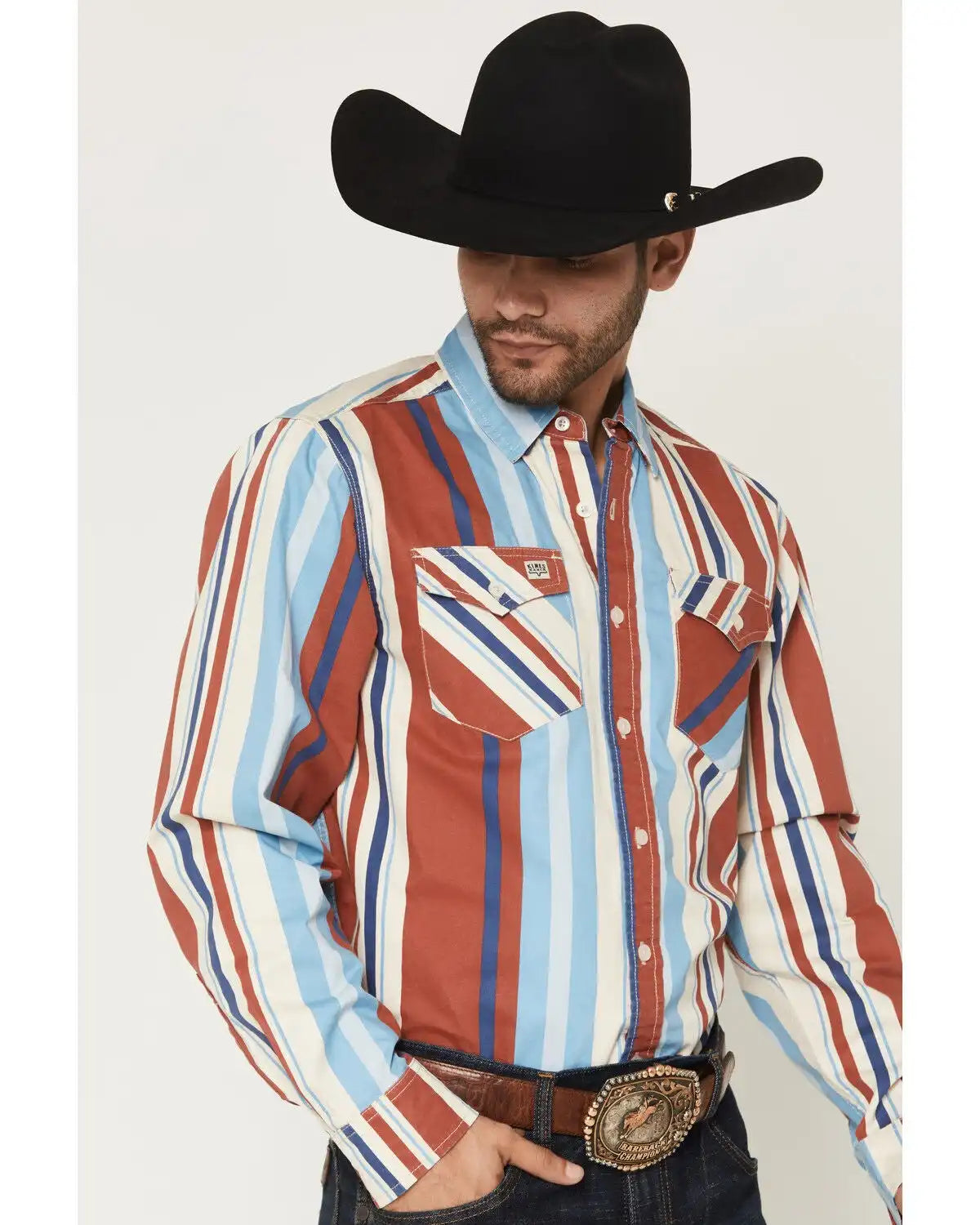 Kimes Ranch Men's Clancy Stripe Print Long Sleeve Button-Down Western Shirt