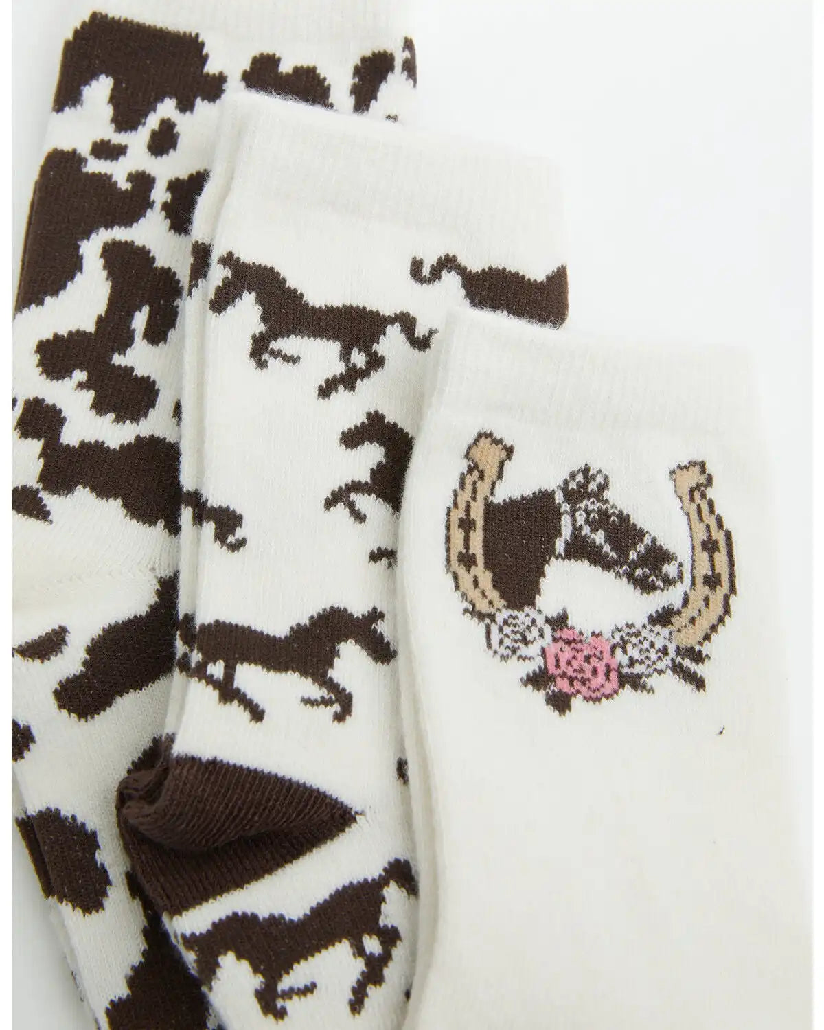 Boot Barn Kids' Karis Running Horses Crew Socks - 3 Pack