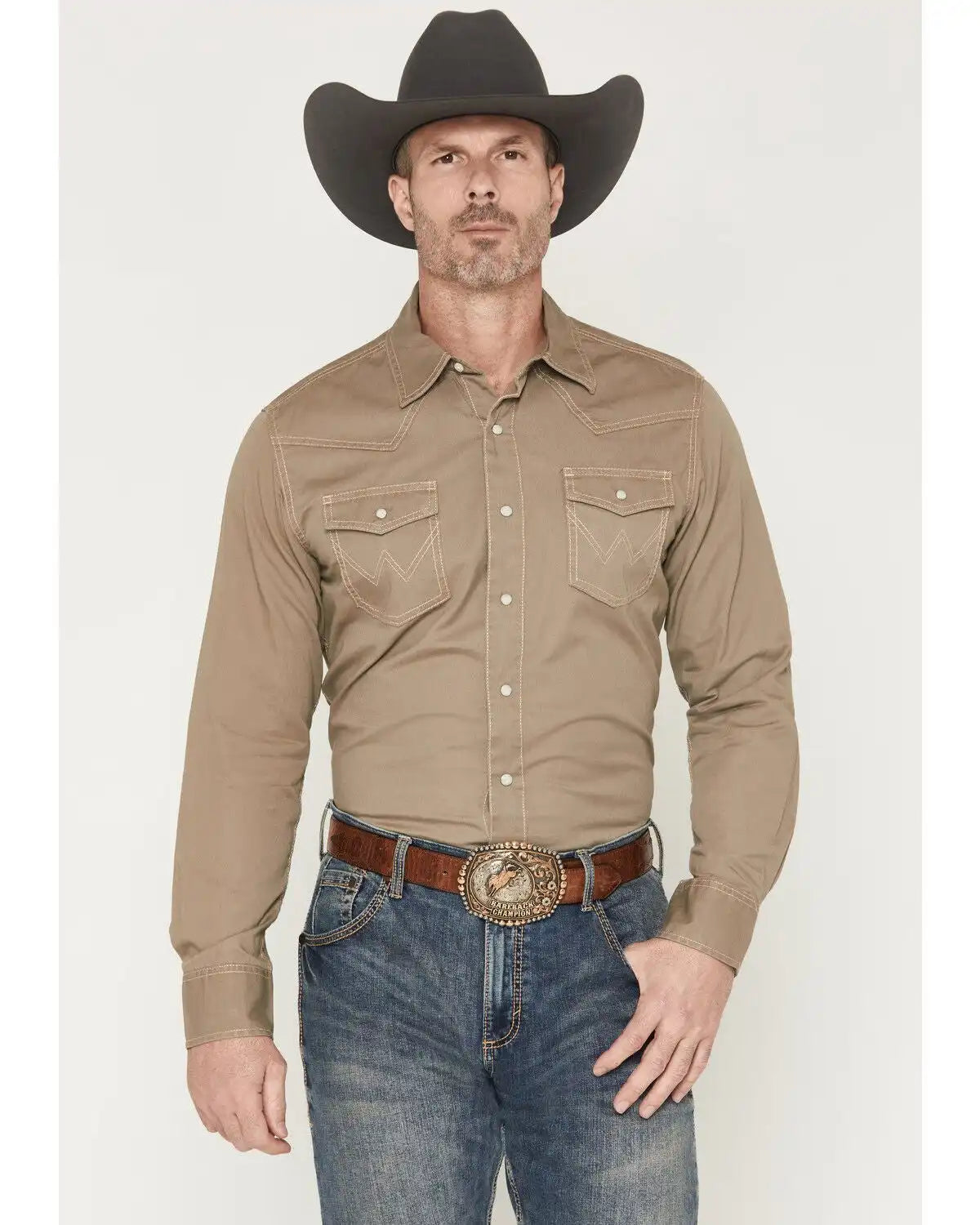 Wrangler Retro Men's Premium Solid Long Sleeve Snap Western Shirt