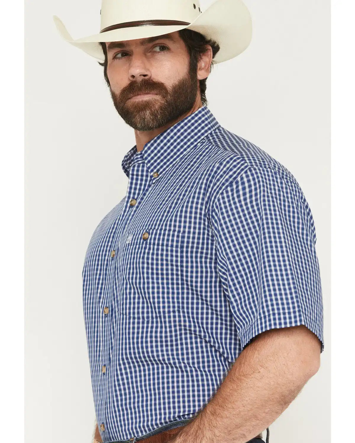 Wrangler Men's Classics Plaid Print Short Sleeve Button-Down Western Shirt