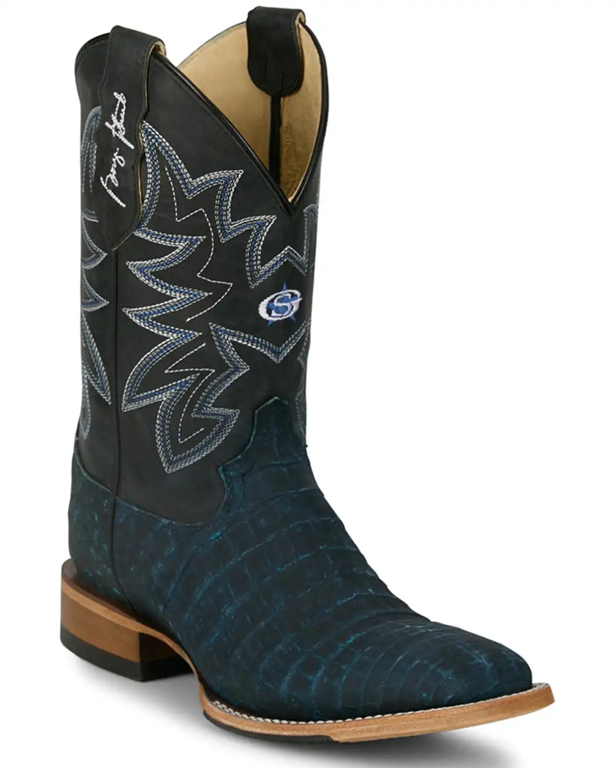 Justin Men's San Antone Exotic Caiman Western Boots - Broad Square Toe